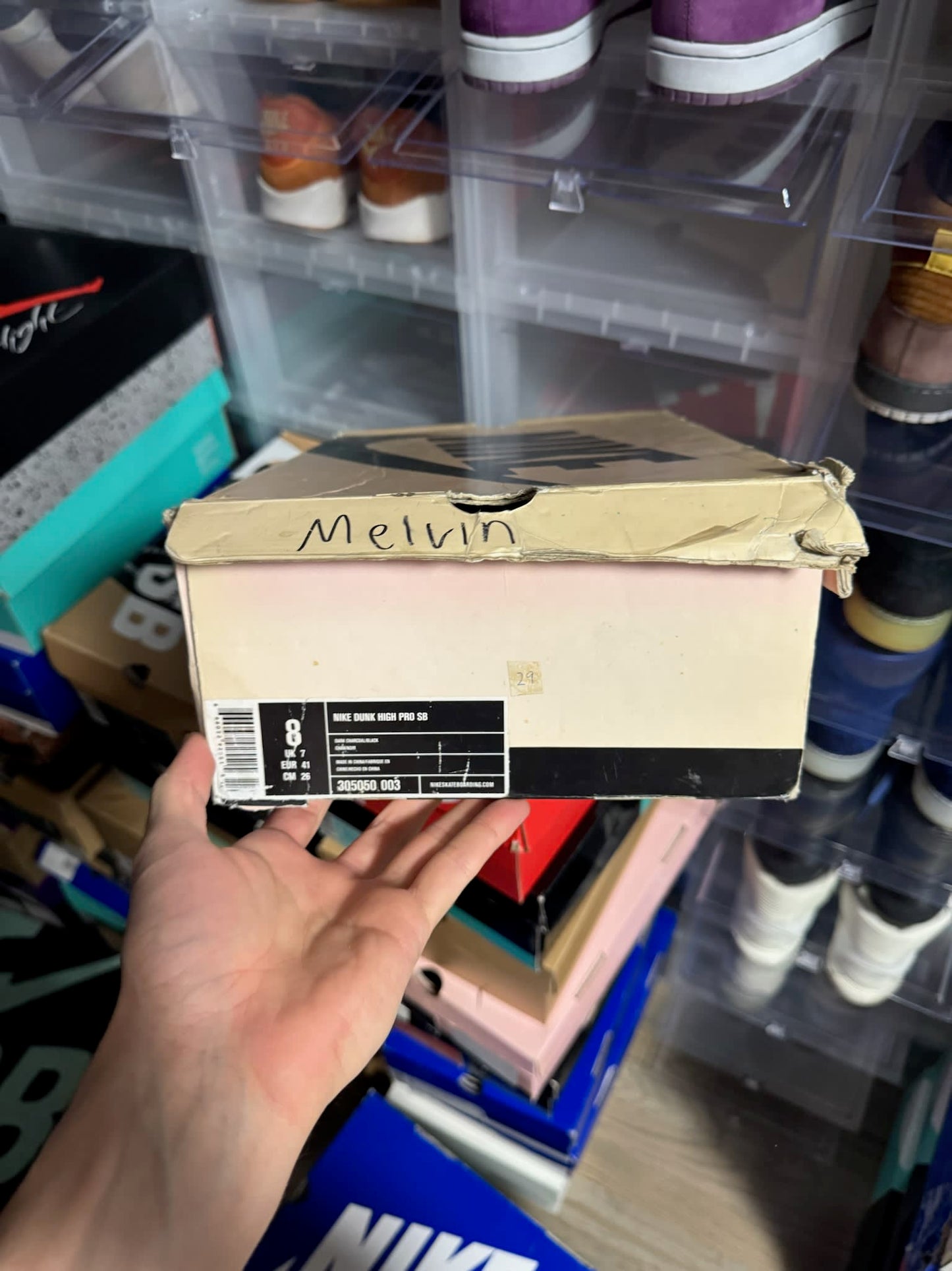Size 8 Preowned Nike SB Dunk High Melvins (Black)