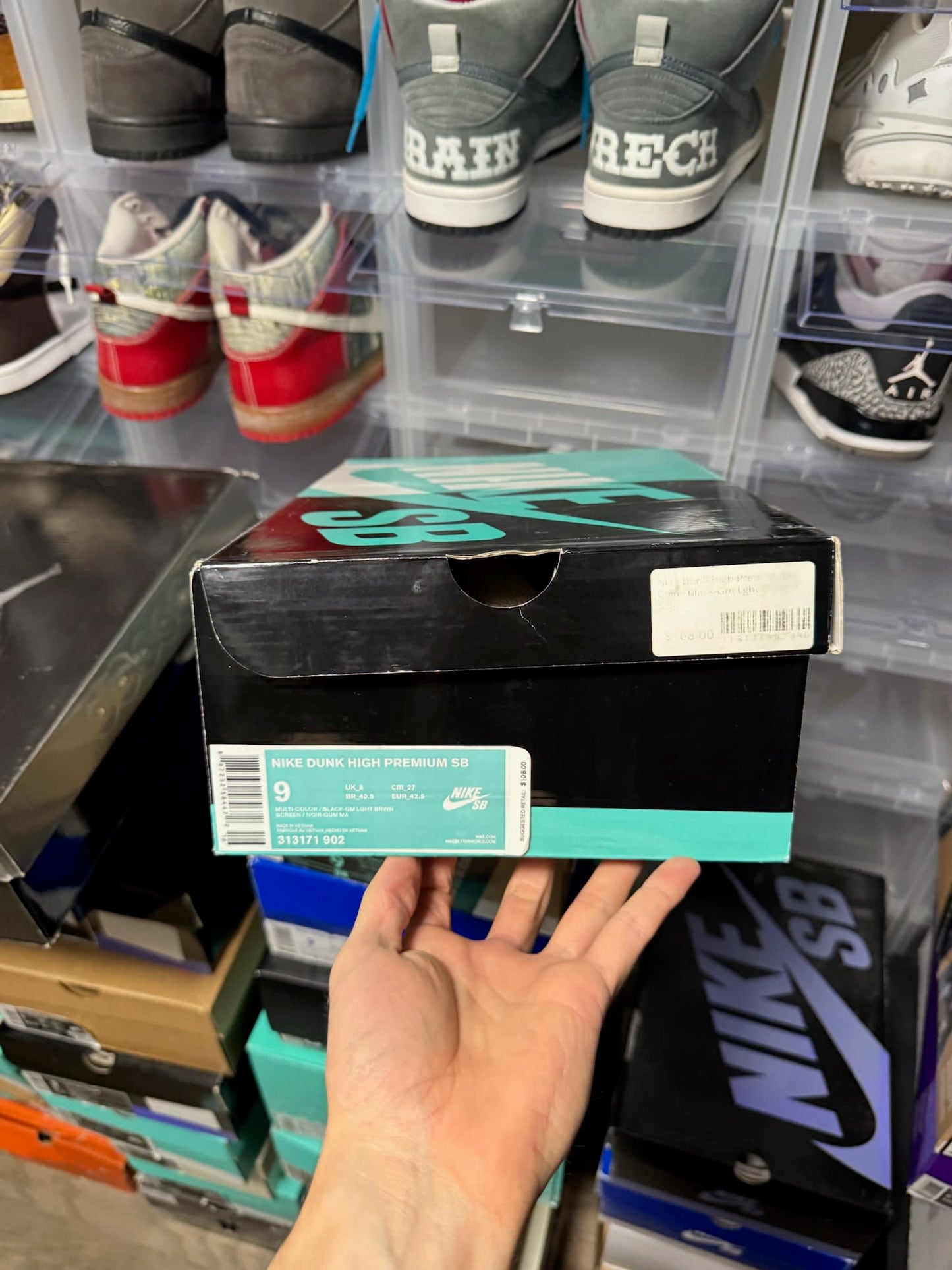 Size 9 Preowned Nike SB Dunk High Hackey Sack