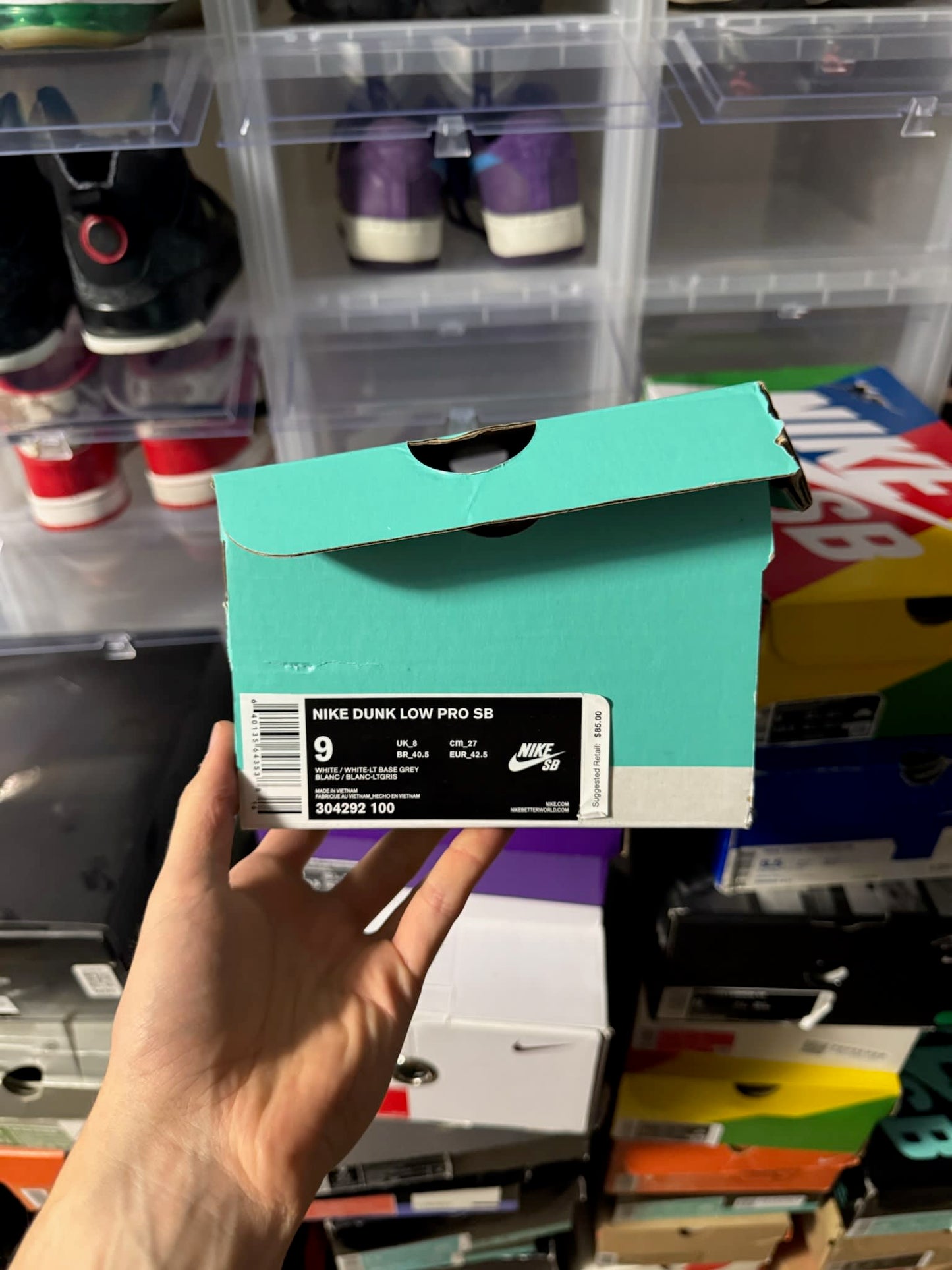 Size 9 Preowned Nike SB Dunk Low White Ice