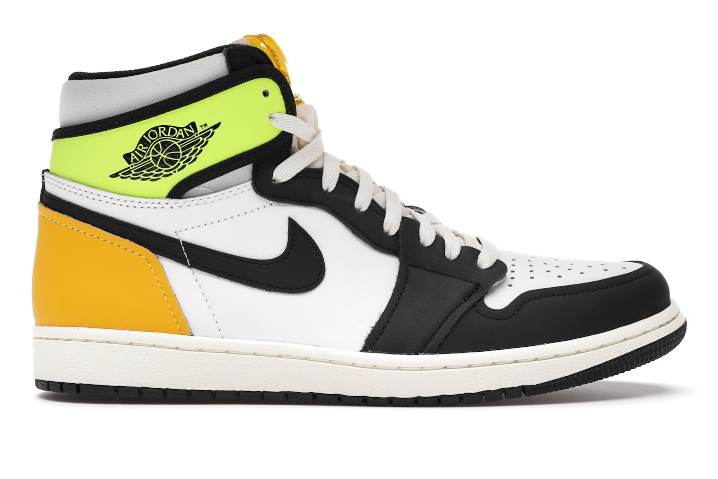 JORDAN 1 RETRO HIGH ‘White Black Volt University Gold’
