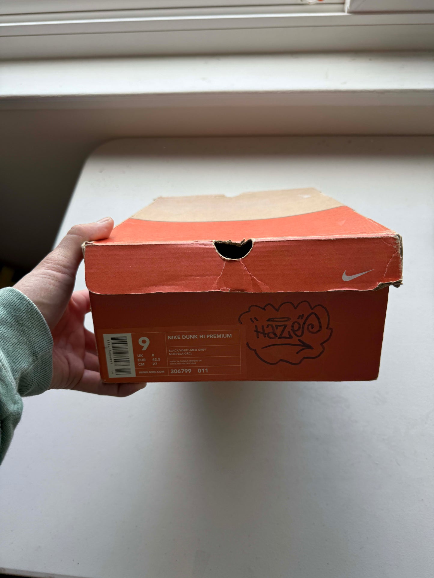 Size 9 Preowned Nike Dunk High Haze