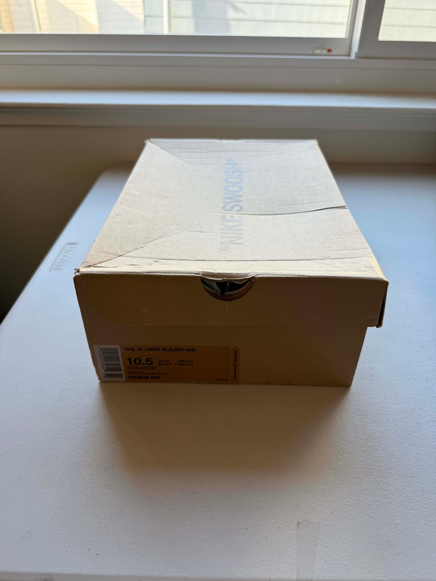 Size 10.5 Preowned Nike Blazer Mid Off-White Wolf Grey Serena Queen