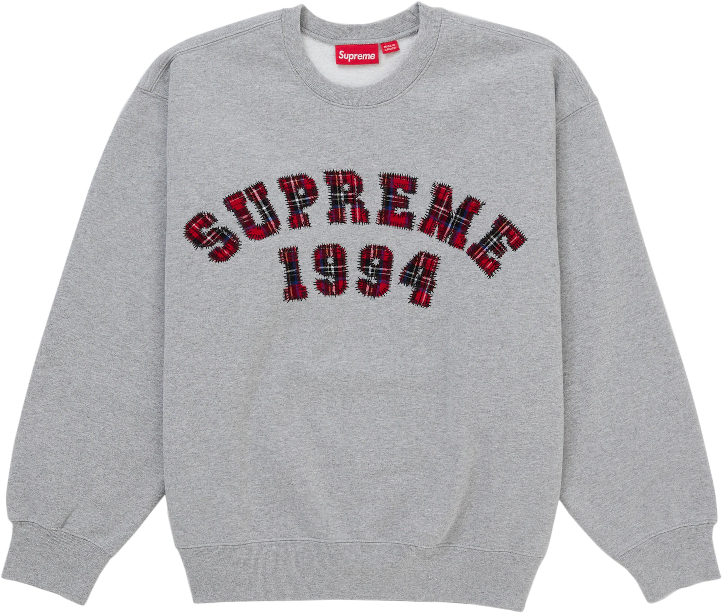 Supreme Plaid Arc Crewneck Heather Grey