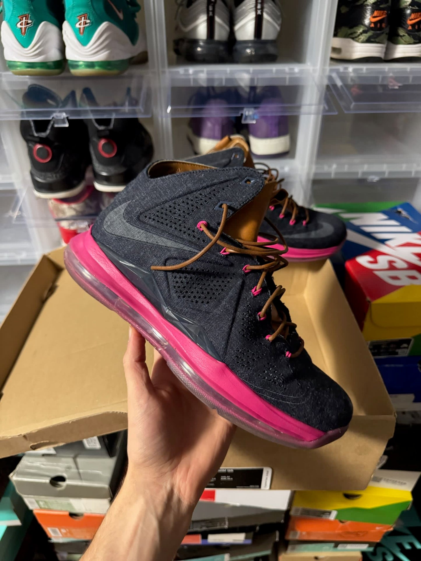 Size 9 Preowned Nike LeBron X EXT Denim