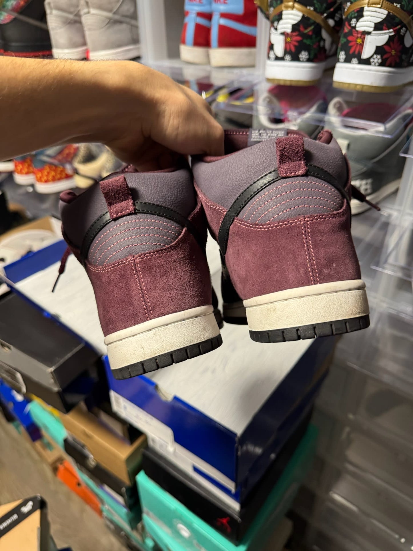 Size 9 Preowned Nike SB Dunk High Deep Burgundy Gridiron