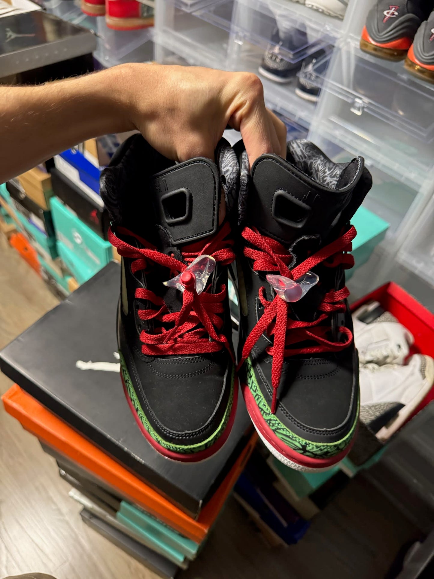 Size 9 Preowned (NB) Jordan Spizike Black Varsity Red