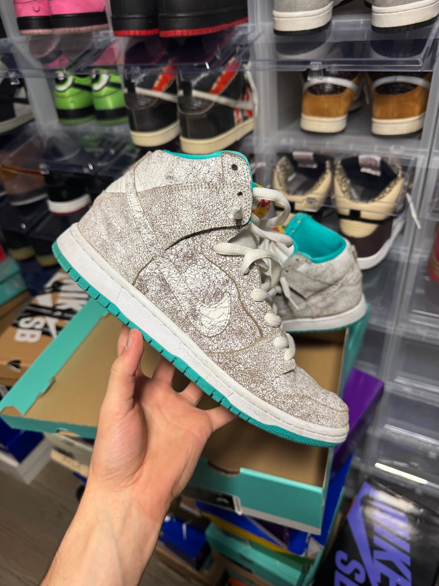 Size 9 Preowned Nike SB Dunk High Flamingo