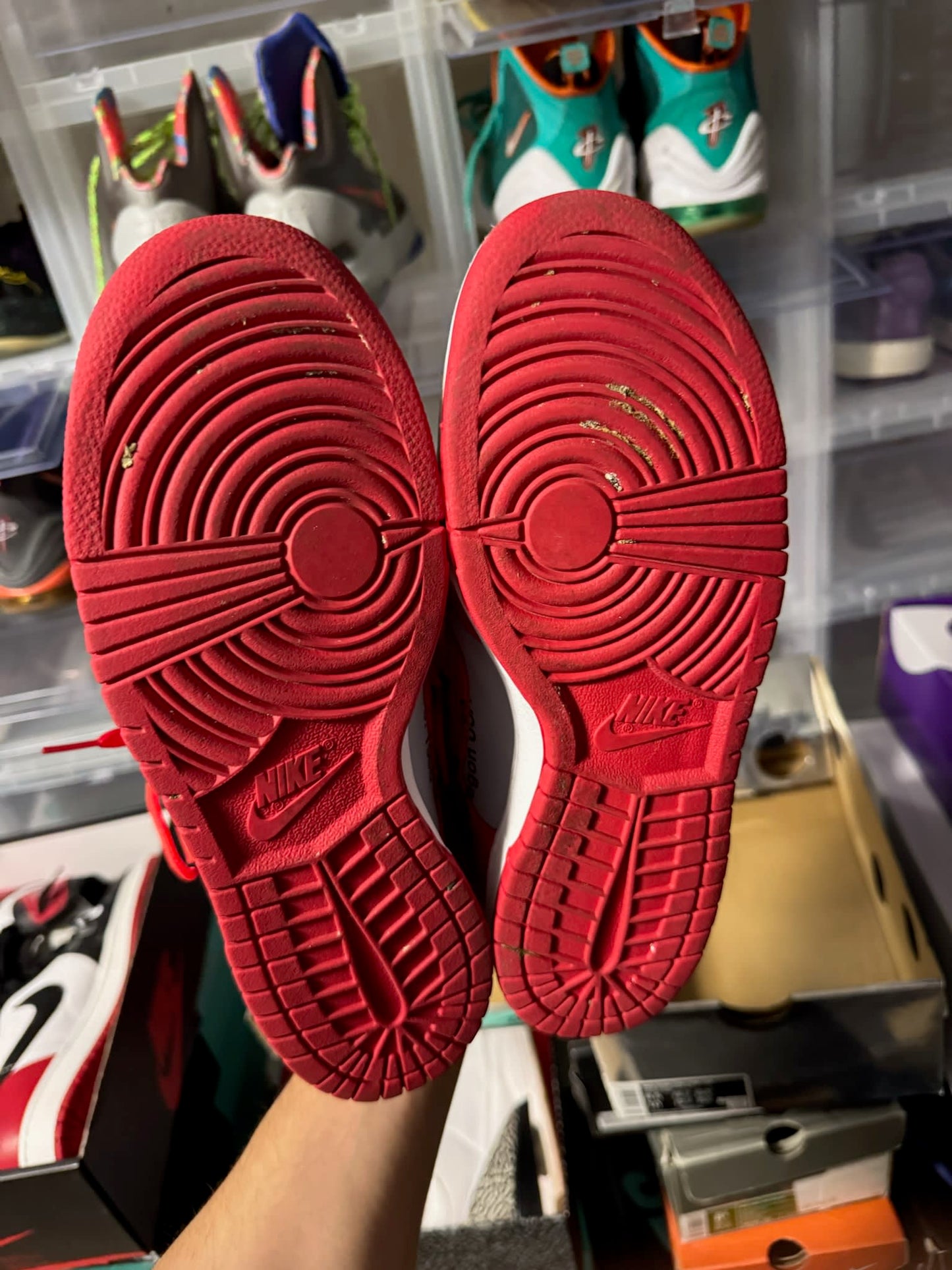 Size 8.5 Preowned Nike Dunk Low Off-White University Red