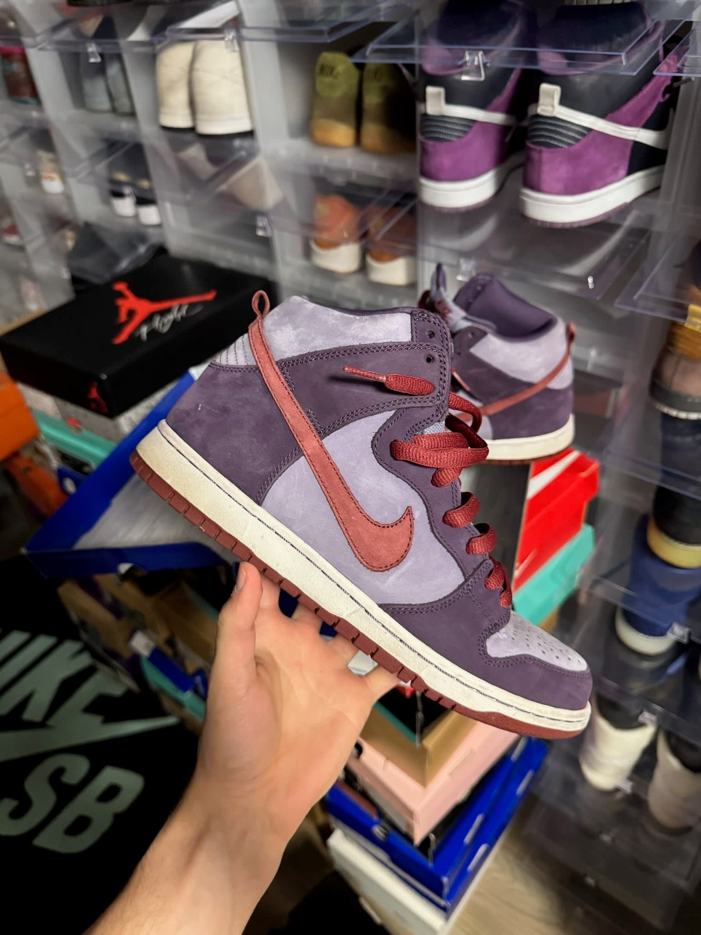 Size 9 Preowned Nike SB Dunk High Daybreak Plum