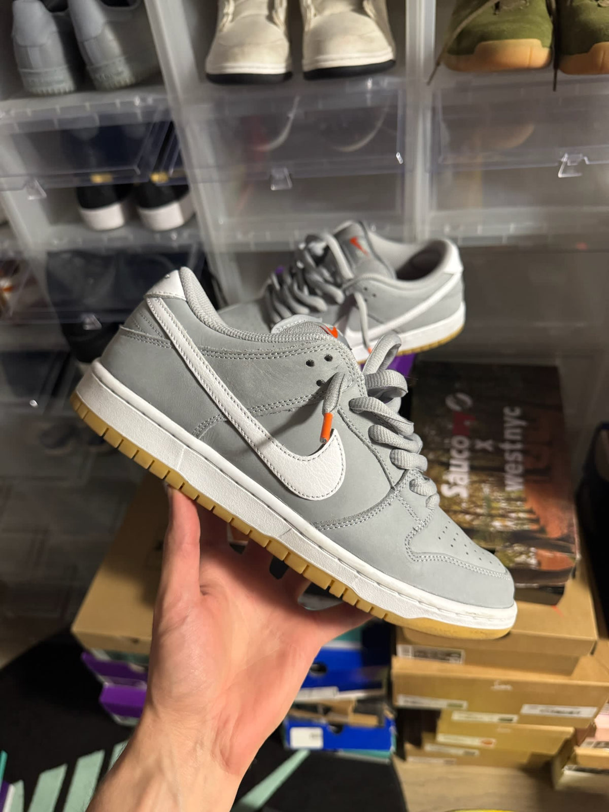 [HY789] Nike SB Dunk Low Pro ISO Orange Label Wolf Grey Gum