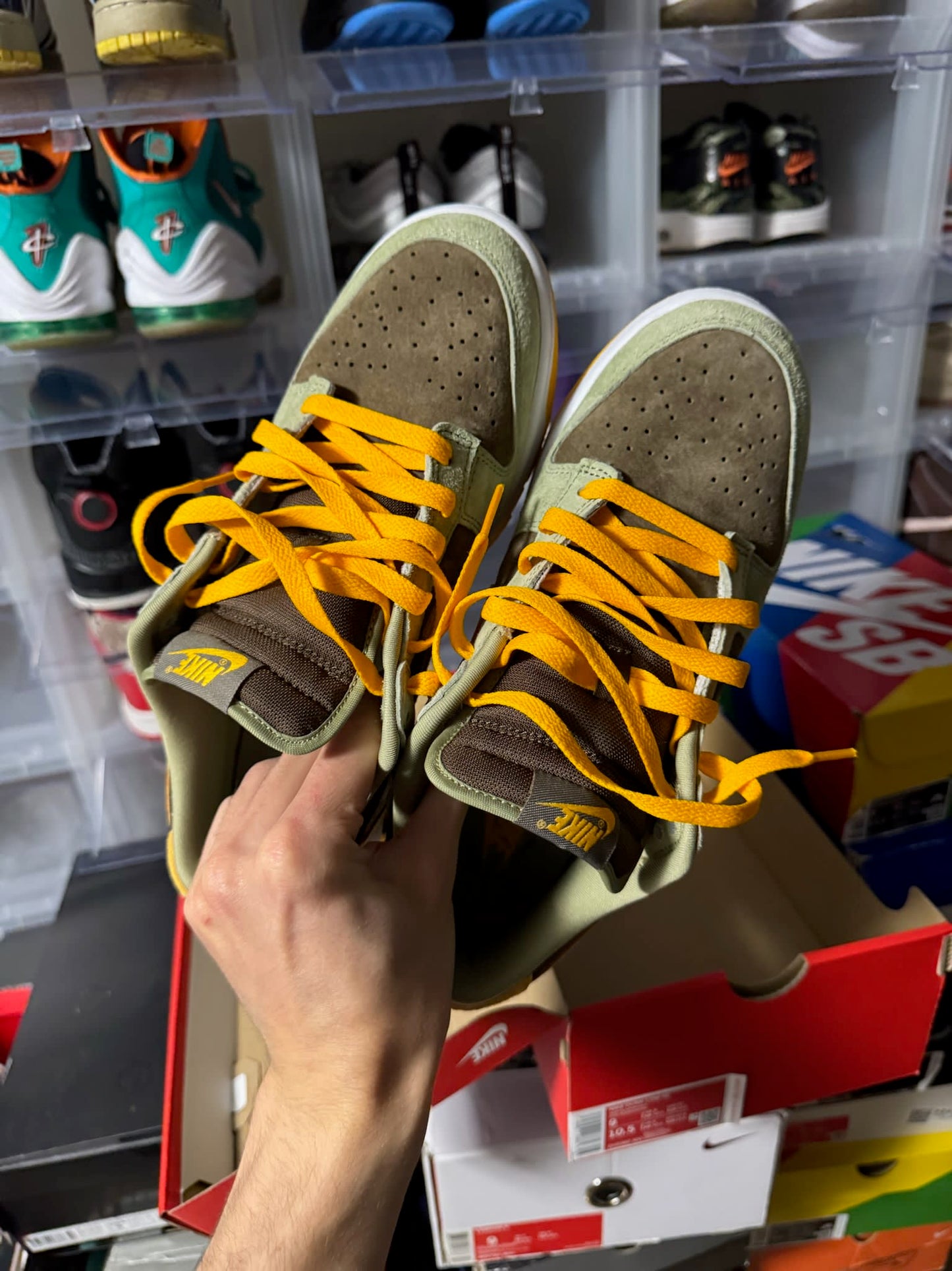 Size 9 Preowned Nike Dunk Low Dusty Olive