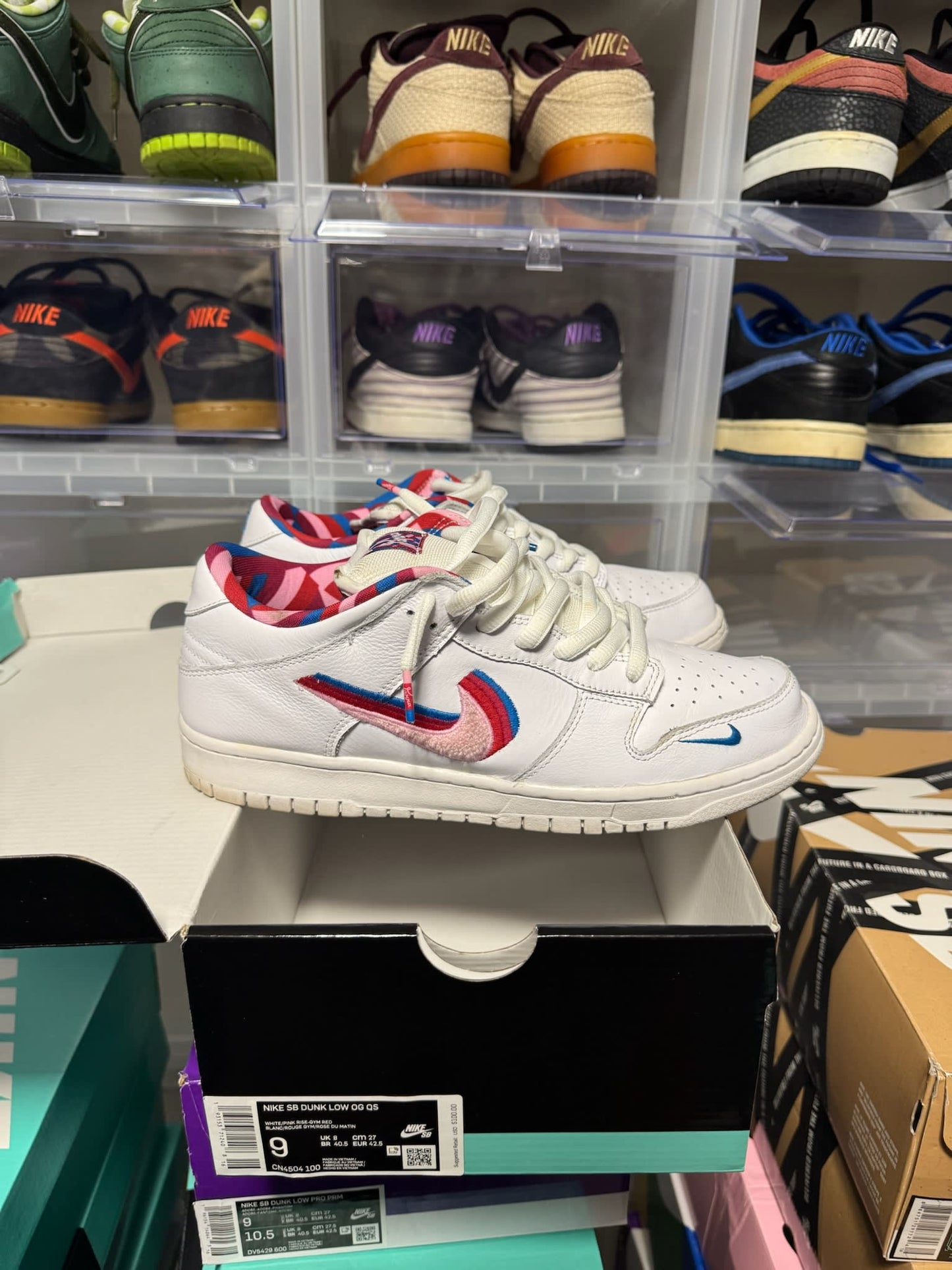 Size 9 Preowned Nike SB Dunk Low Parra