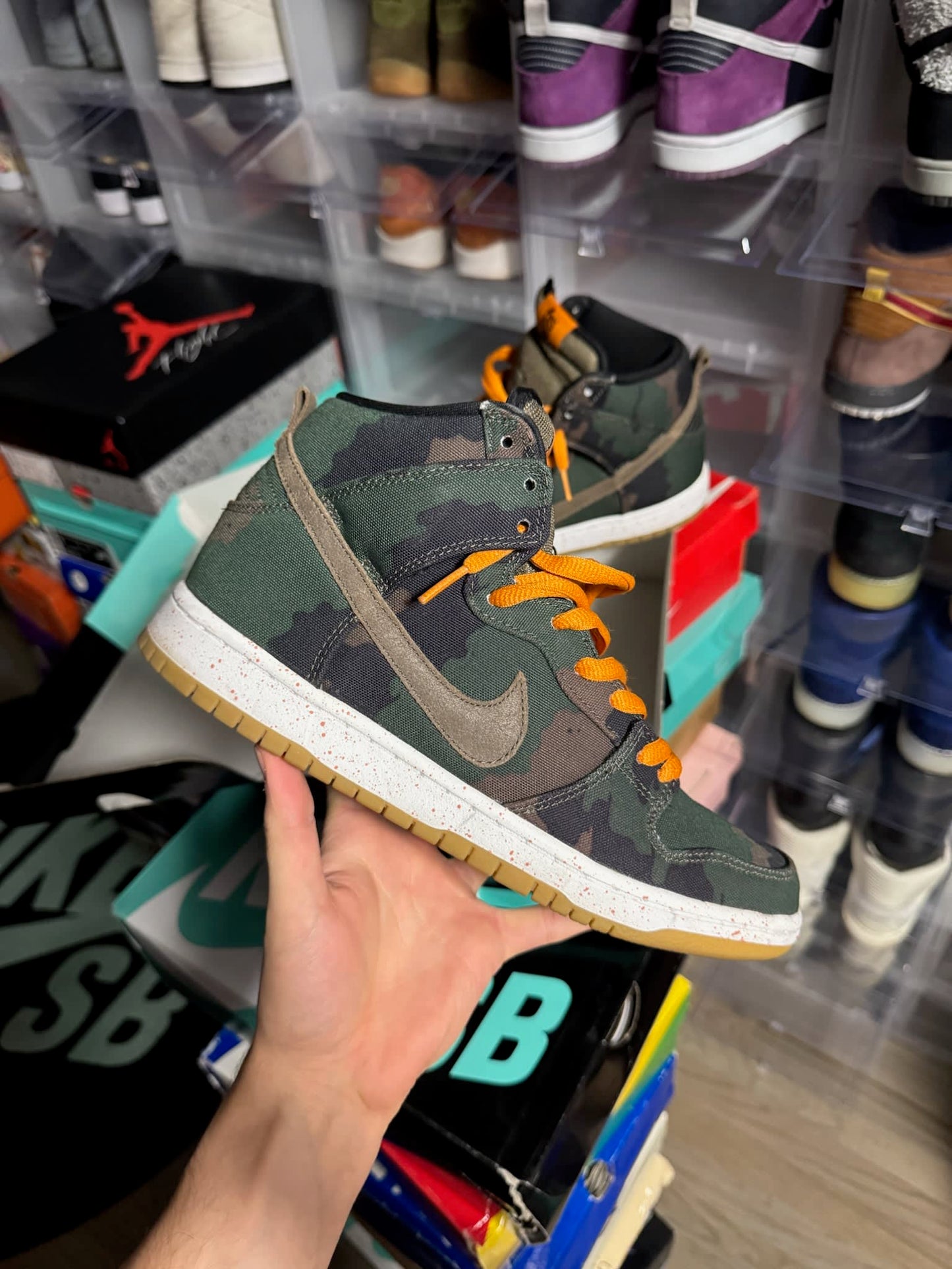 Size 9 Preowned Nike SB Dunk High FiveOneO Camo