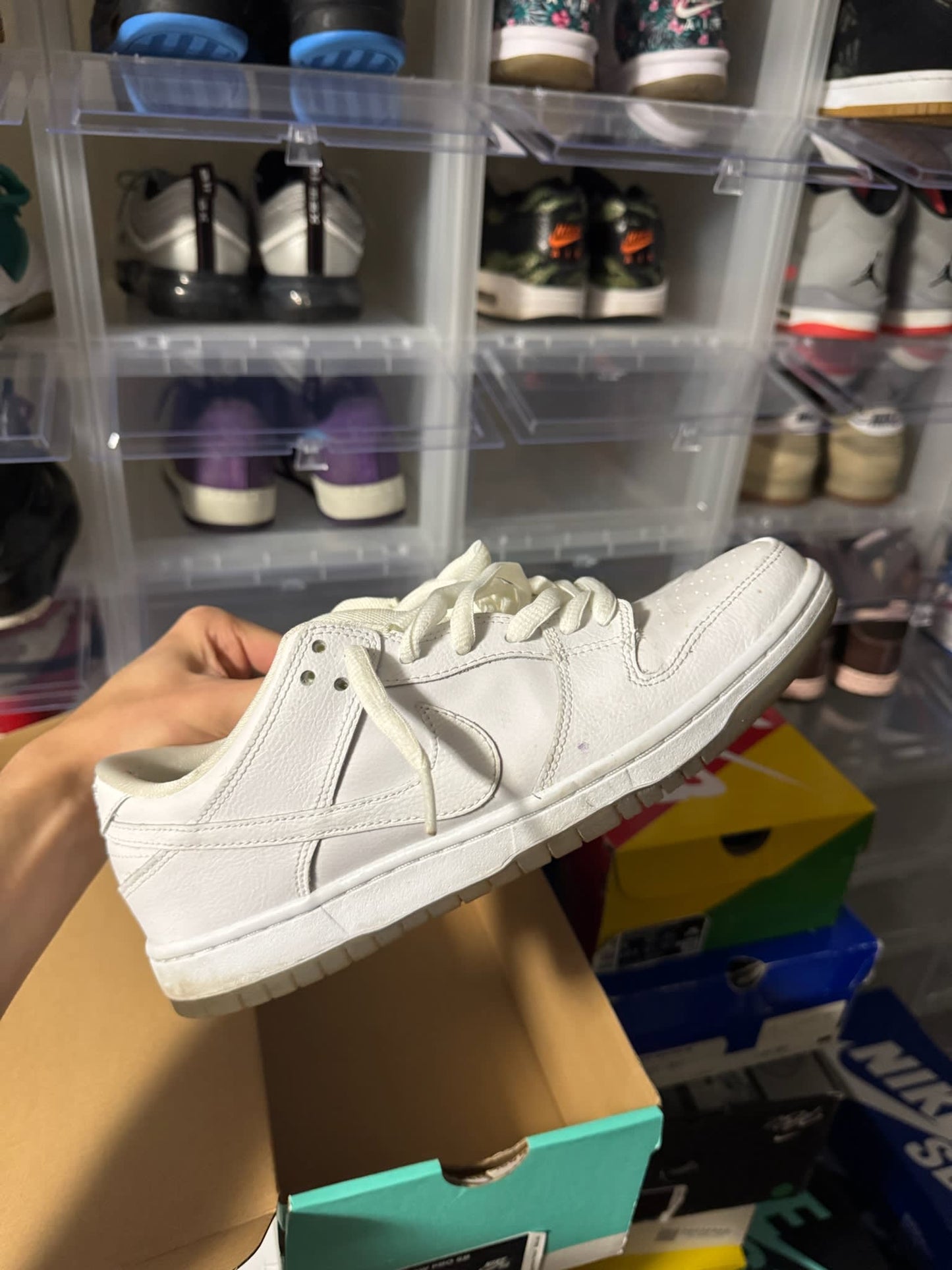 Size 9 Preowned Nike SB Dunk Low White Ice