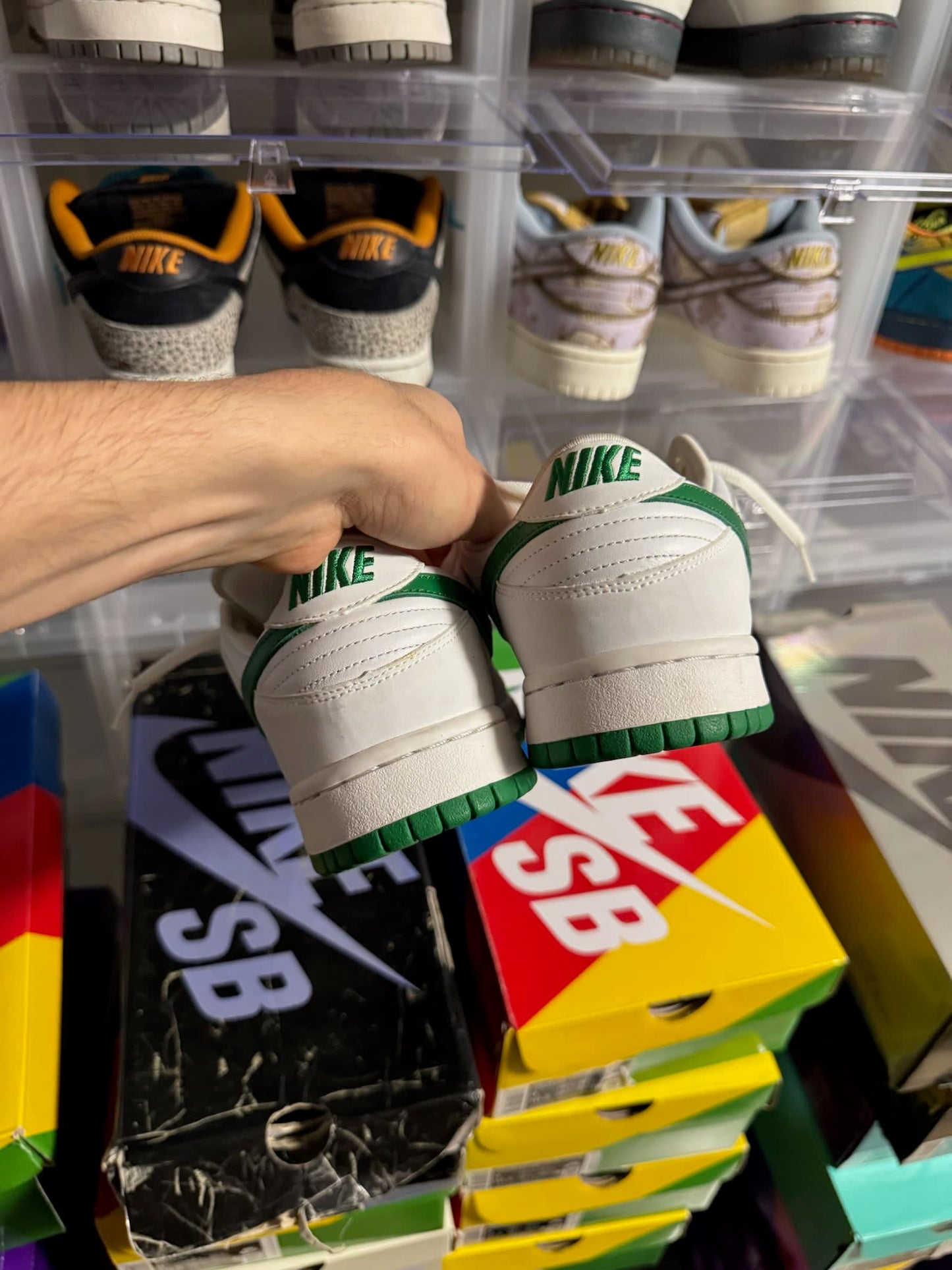 Size 9 Preowned (NB) Nike Dunk Low Pro SB White Classic Green