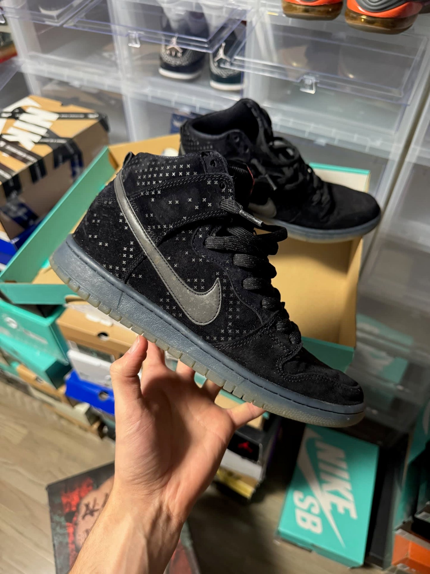 Size 9 Preowned Nike Dunk High Flash Pack Black Ice