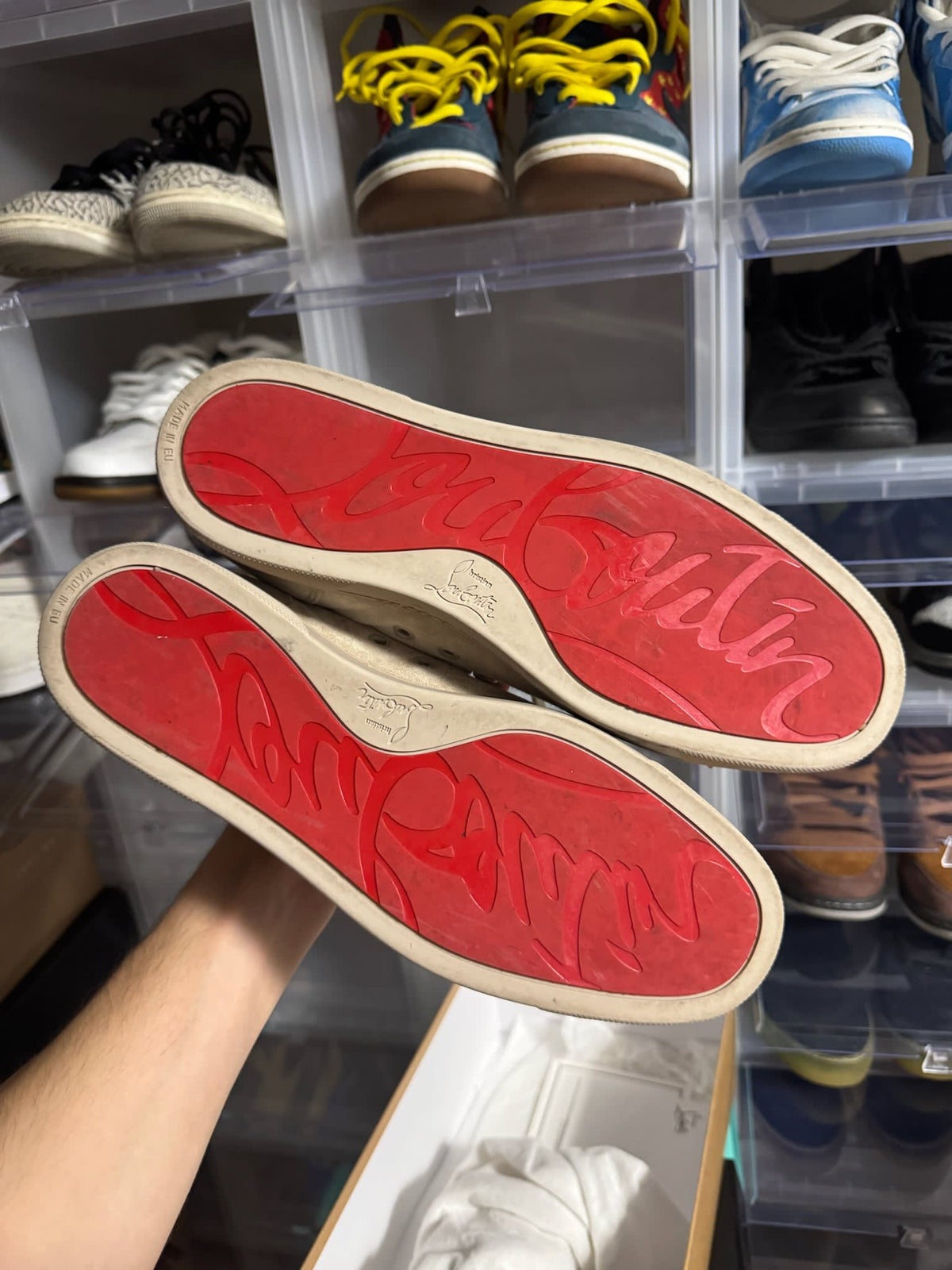 [HY3200] Christian Louboutin Louis Junior Spikes Orlato Flat Veau 'Calce'