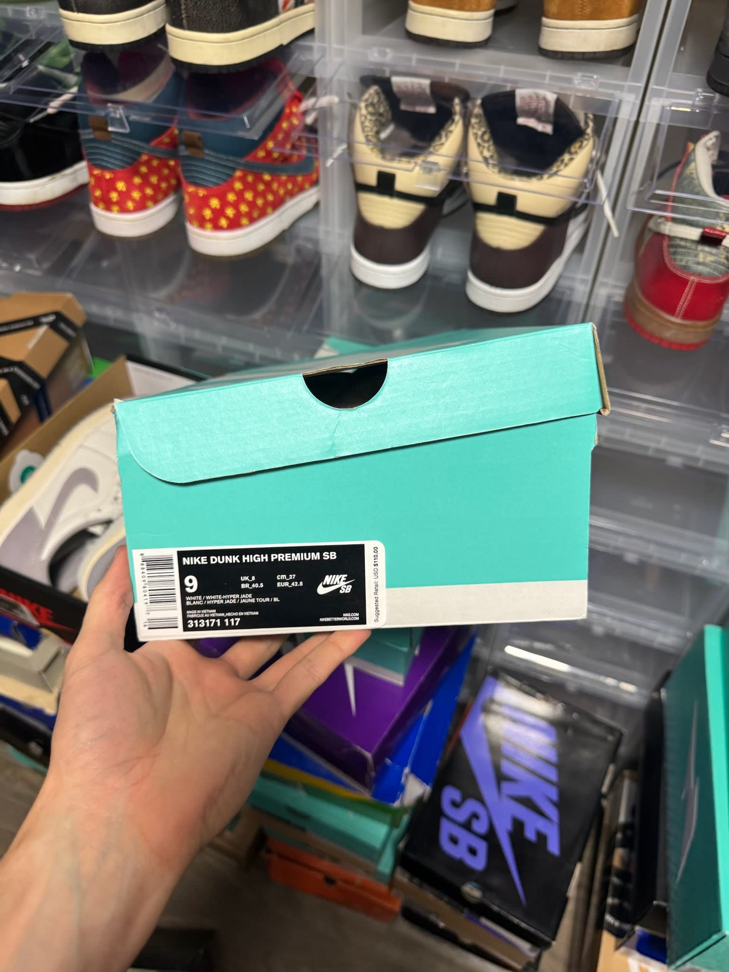 Size 9 Preowned Nike SB Dunk High Flamingo