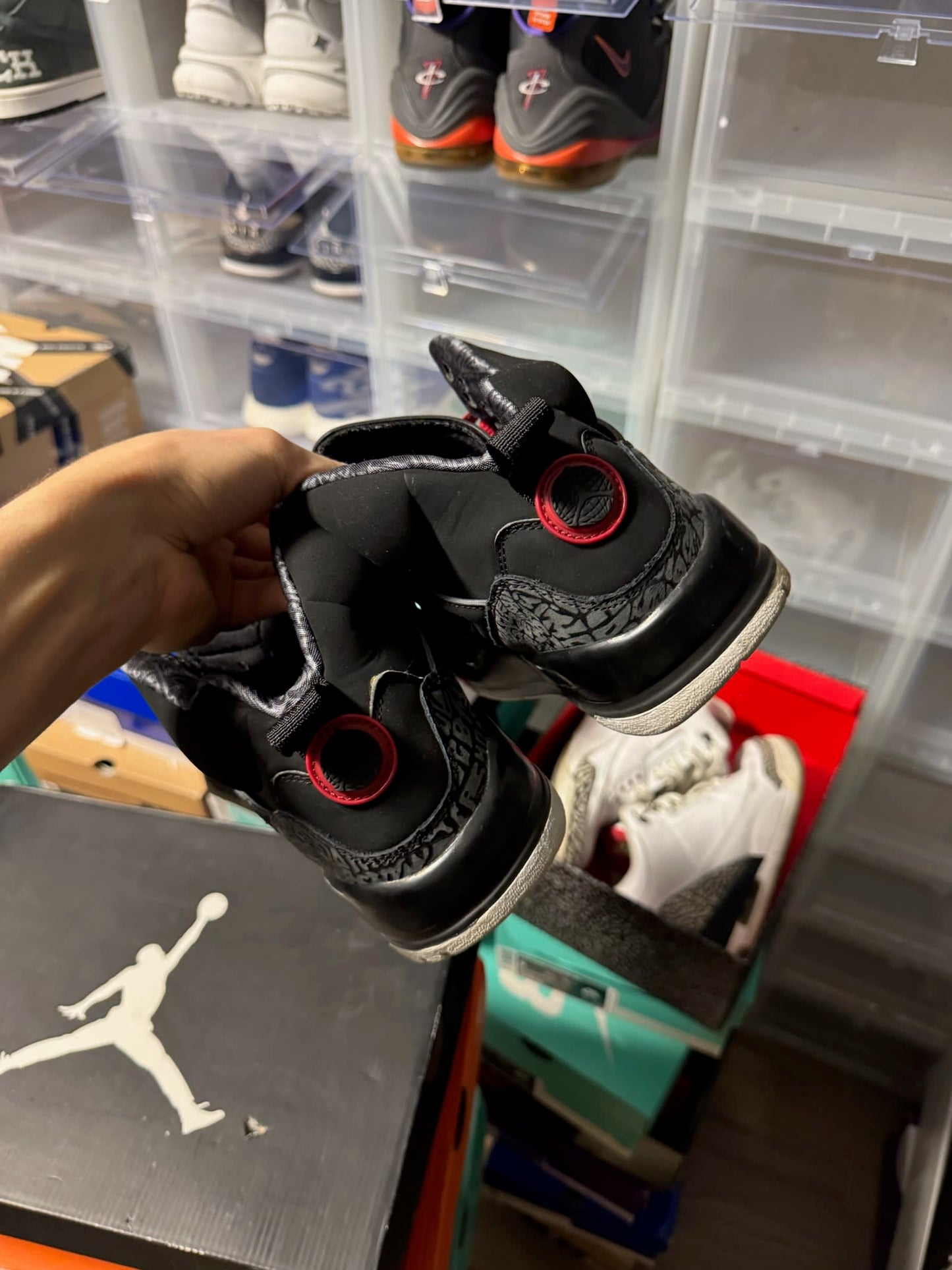 Size 9 Preowned (NB) Jordan Spizike Black Varsity Red