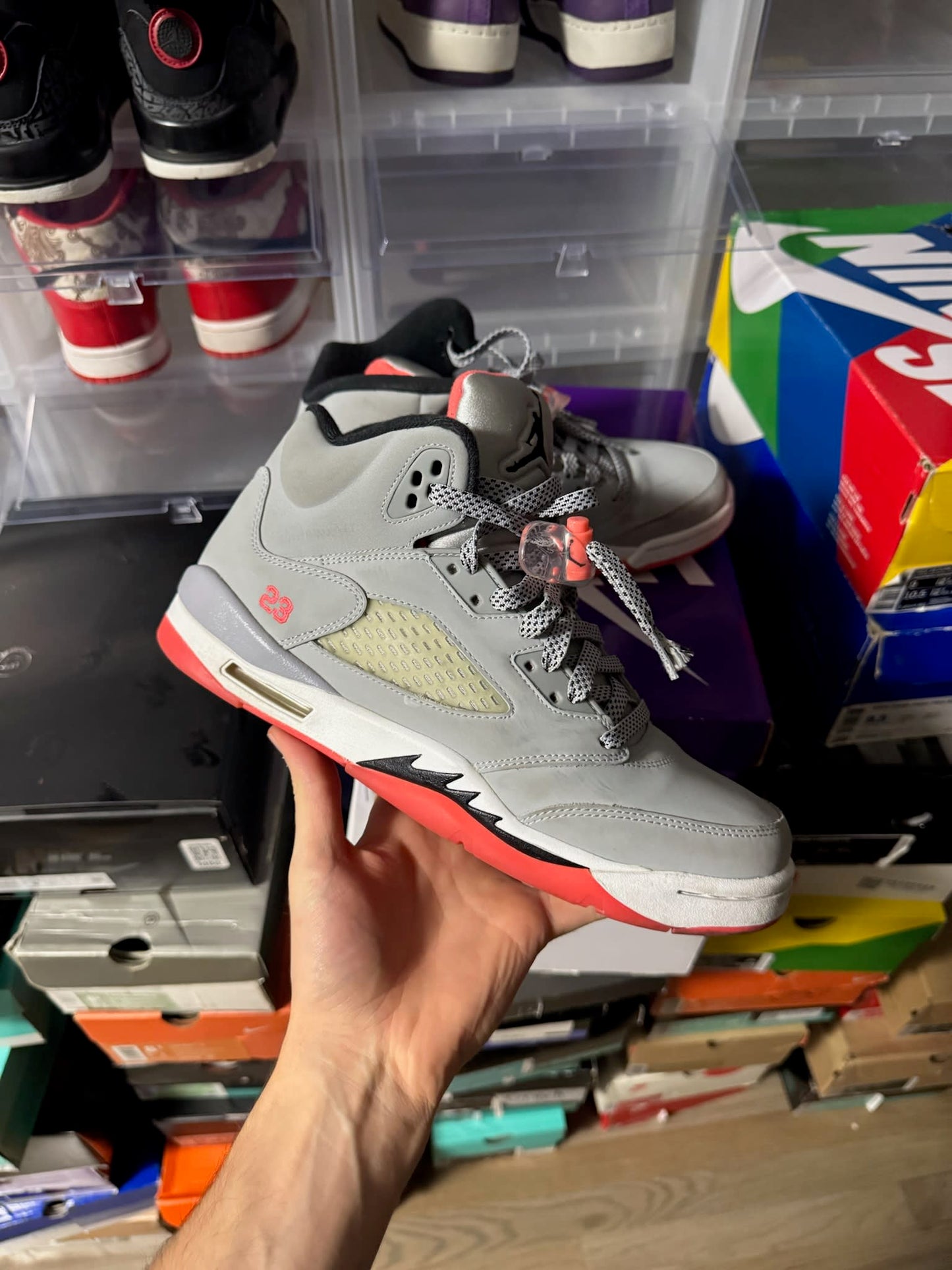 Size 9 Preowned (NB) Jordan 5 Retro Hot Lava (GS)