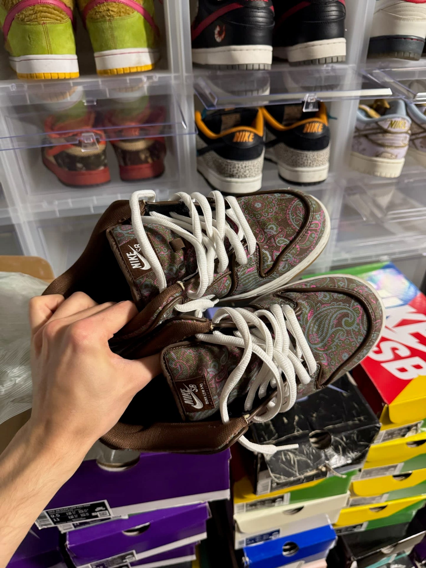 Size 9.5 Preowned Nike SB Dunk Low Pro Paisley Brown