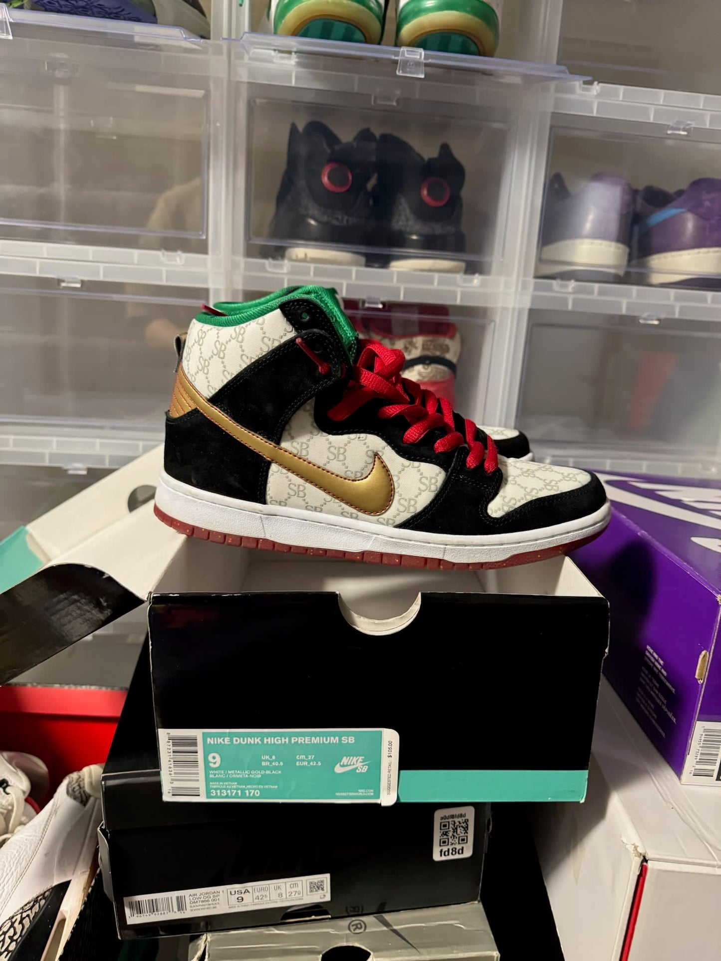Size 9 Preowned Nike SB Dunk High Black Sheep Paid in Full