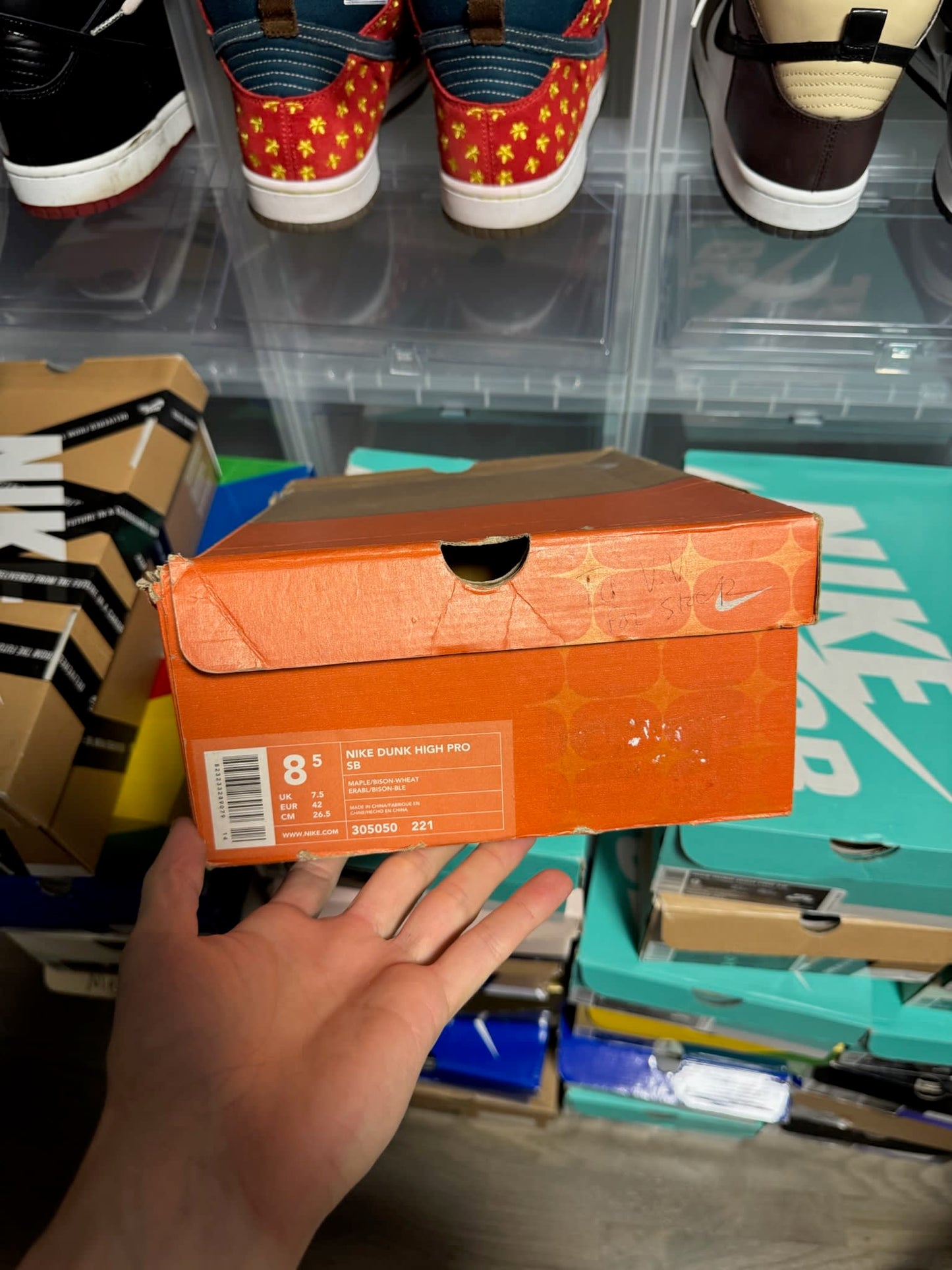 Size 8.5 Preowned Nike SB Dunk High Wheat