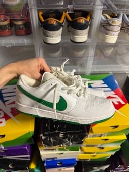 Size 9 Preowned (NB) Nike Dunk Low Pro SB White Classic Green