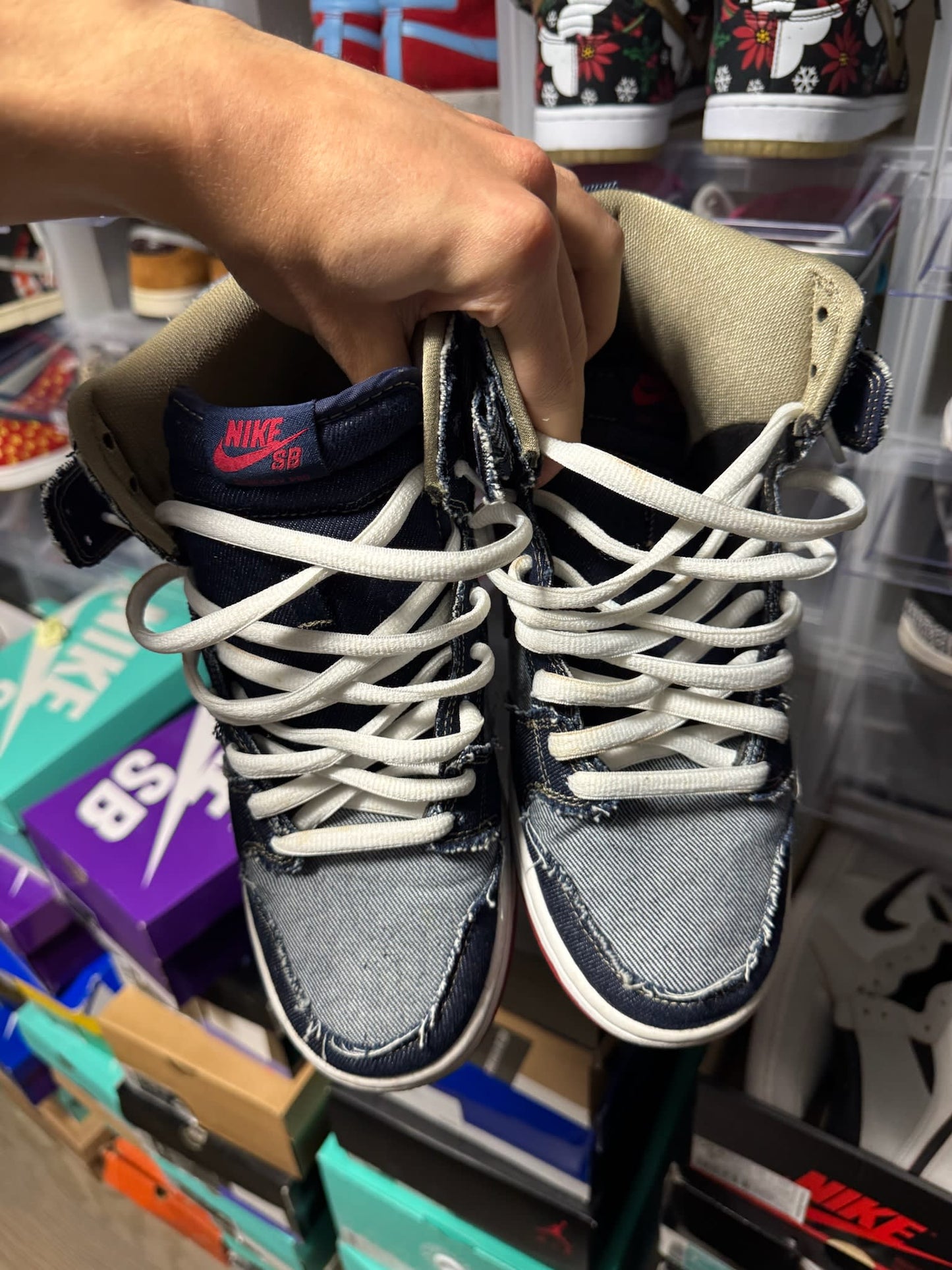 Size 8.5 Preowned Nike SB Dunk High Reese Forbes Denim