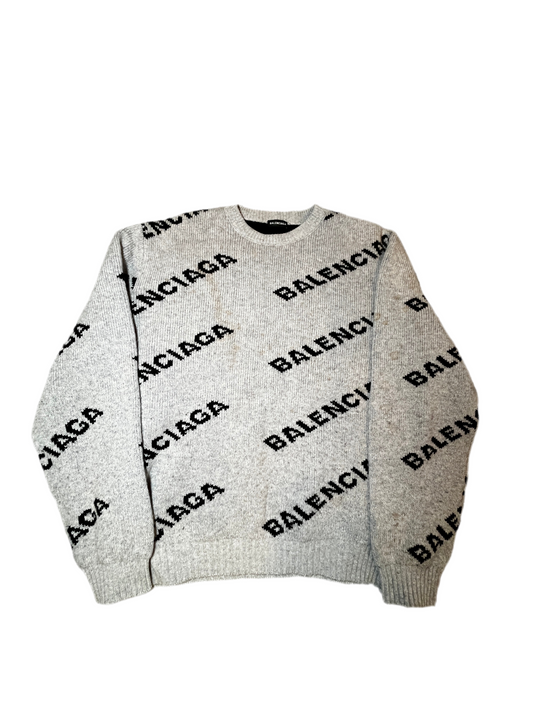 Balenciaga Logo Intarsia Crewneck