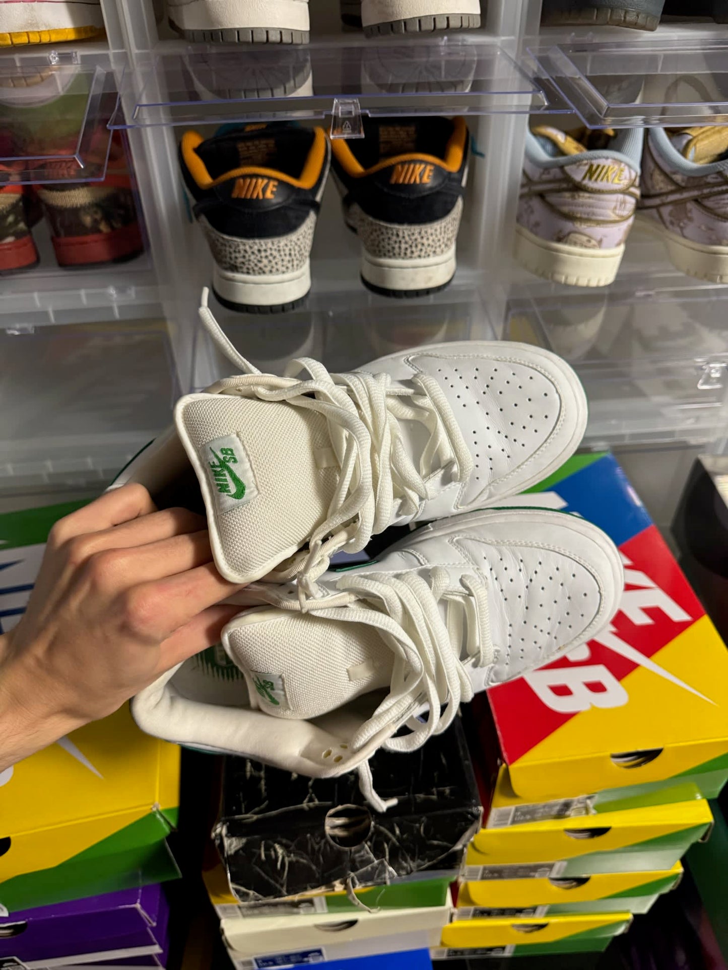 Size 9 Preowned (NB) Nike Dunk Low Pro SB White Classic Green
