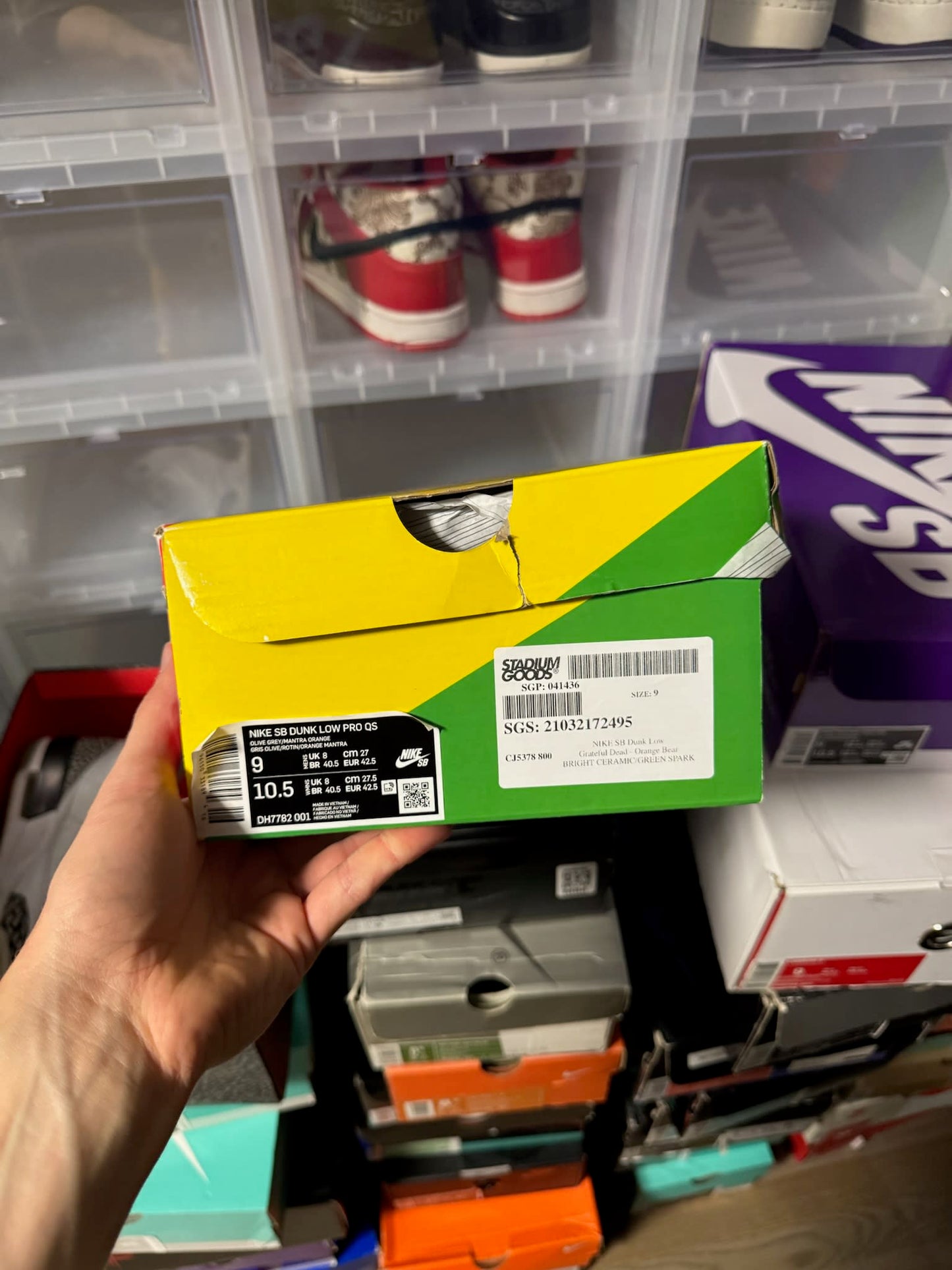 Size 9 Preowned Nike SB Dunk Low Crushed D.C.
