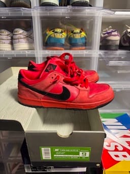 Size 9 Preowned Nike SB Dunk Low Pure Blood