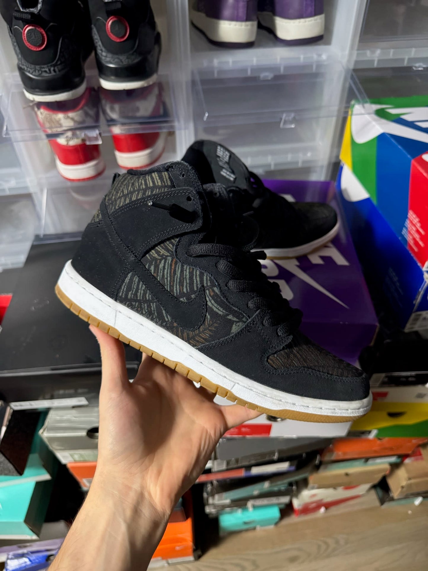 Size 9 Preowned (NB) Nike SB Dunk High Jungle Rain Forest