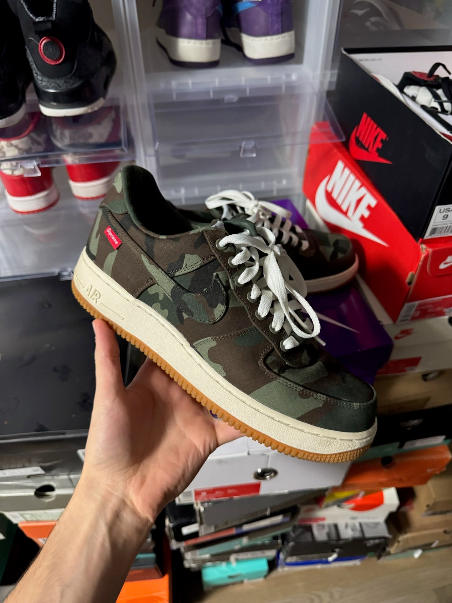 Size 9 Preowned Nike Air Force 1 Low Supreme Camouflage