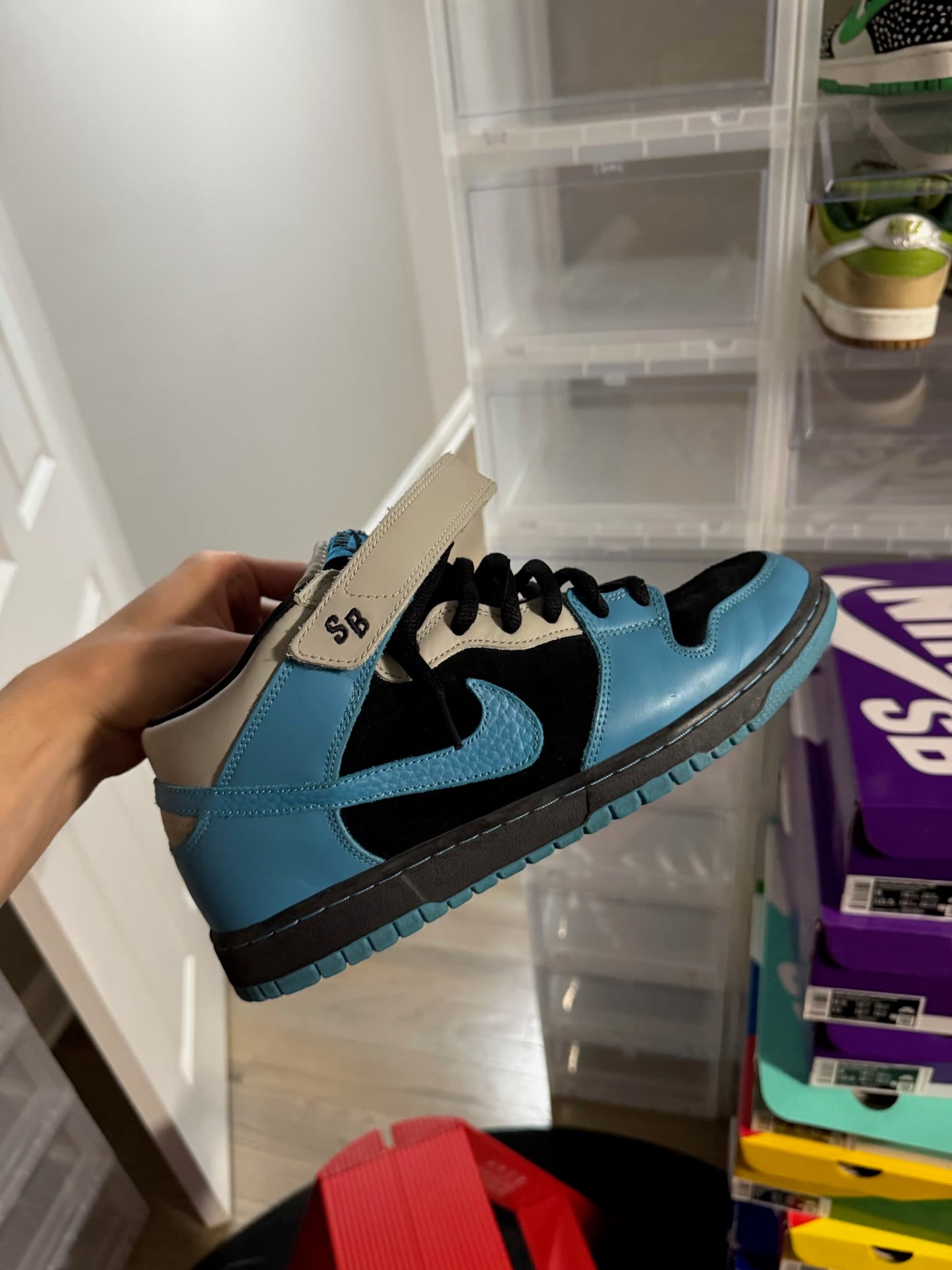 Size 9.5 Preowned (NB) Nike SB Dunk Mid Aqua Fuel Blue