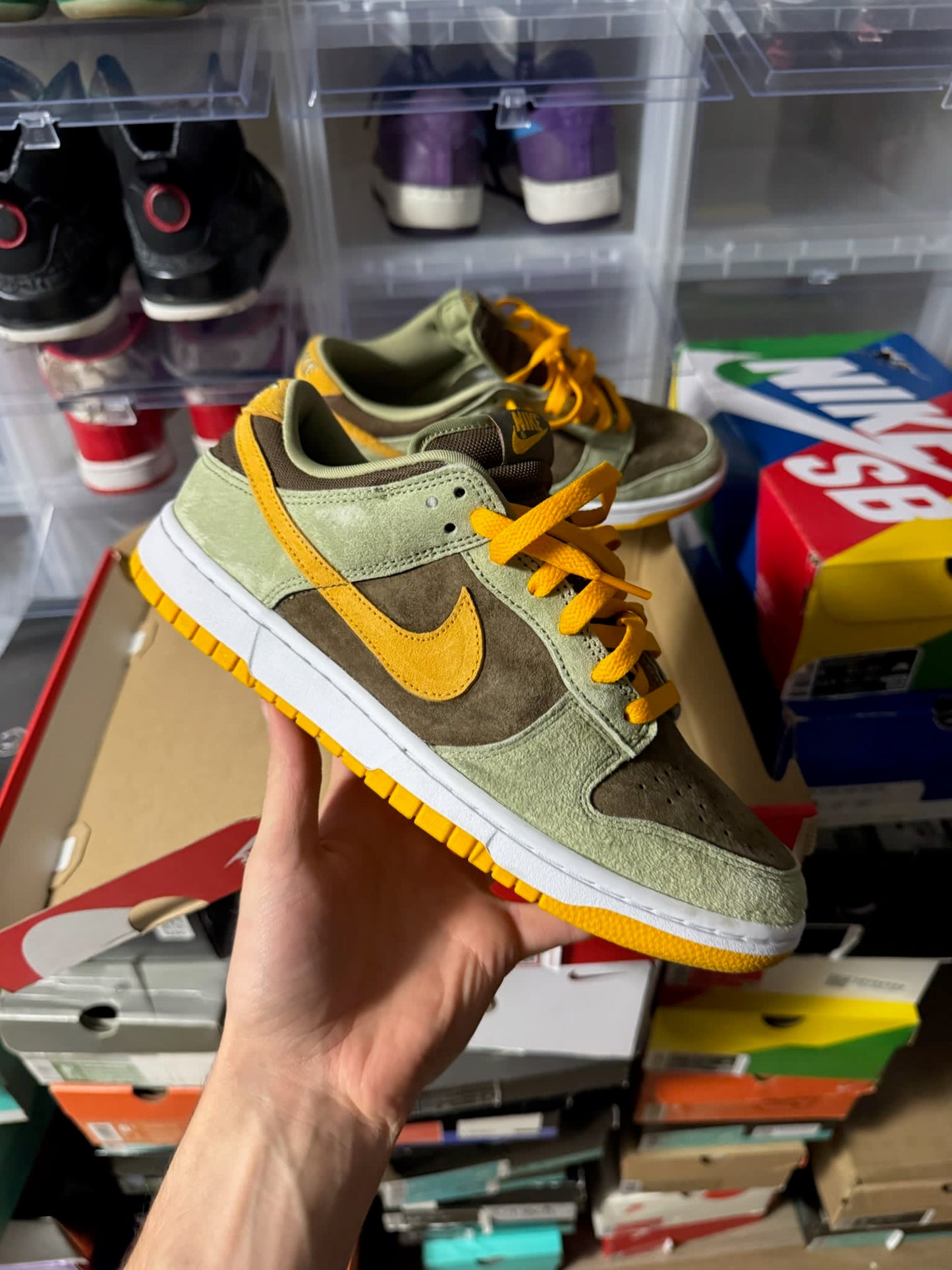 Size 9 Preowned Nike Dunk Low Dusty Olive