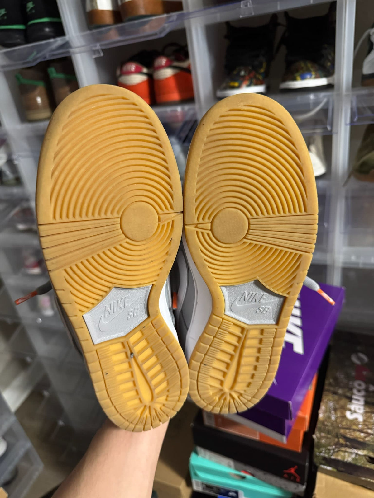 [HY789] Nike SB Dunk Low Pro ISO Orange Label Wolf Grey Gum