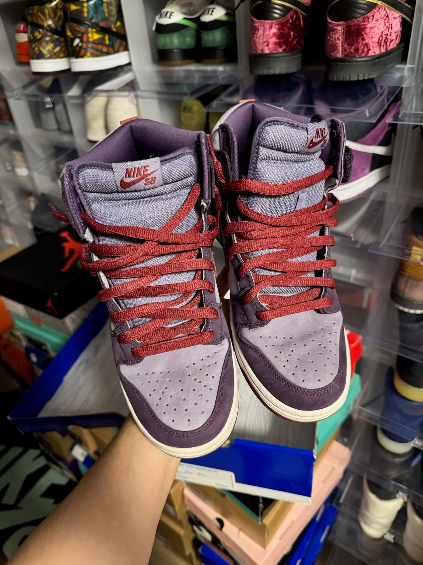 Size 9 Preowned Nike SB Dunk High Daybreak Plum
