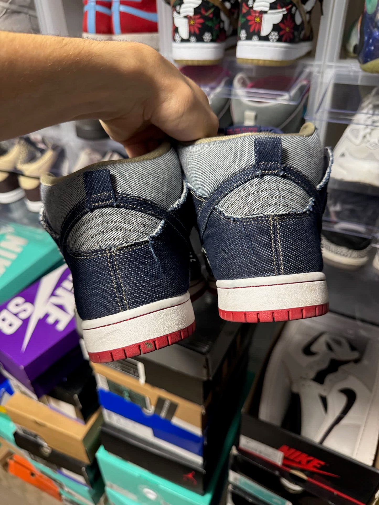Size 8.5 Preowned Nike SB Dunk High Reese Forbes Denim