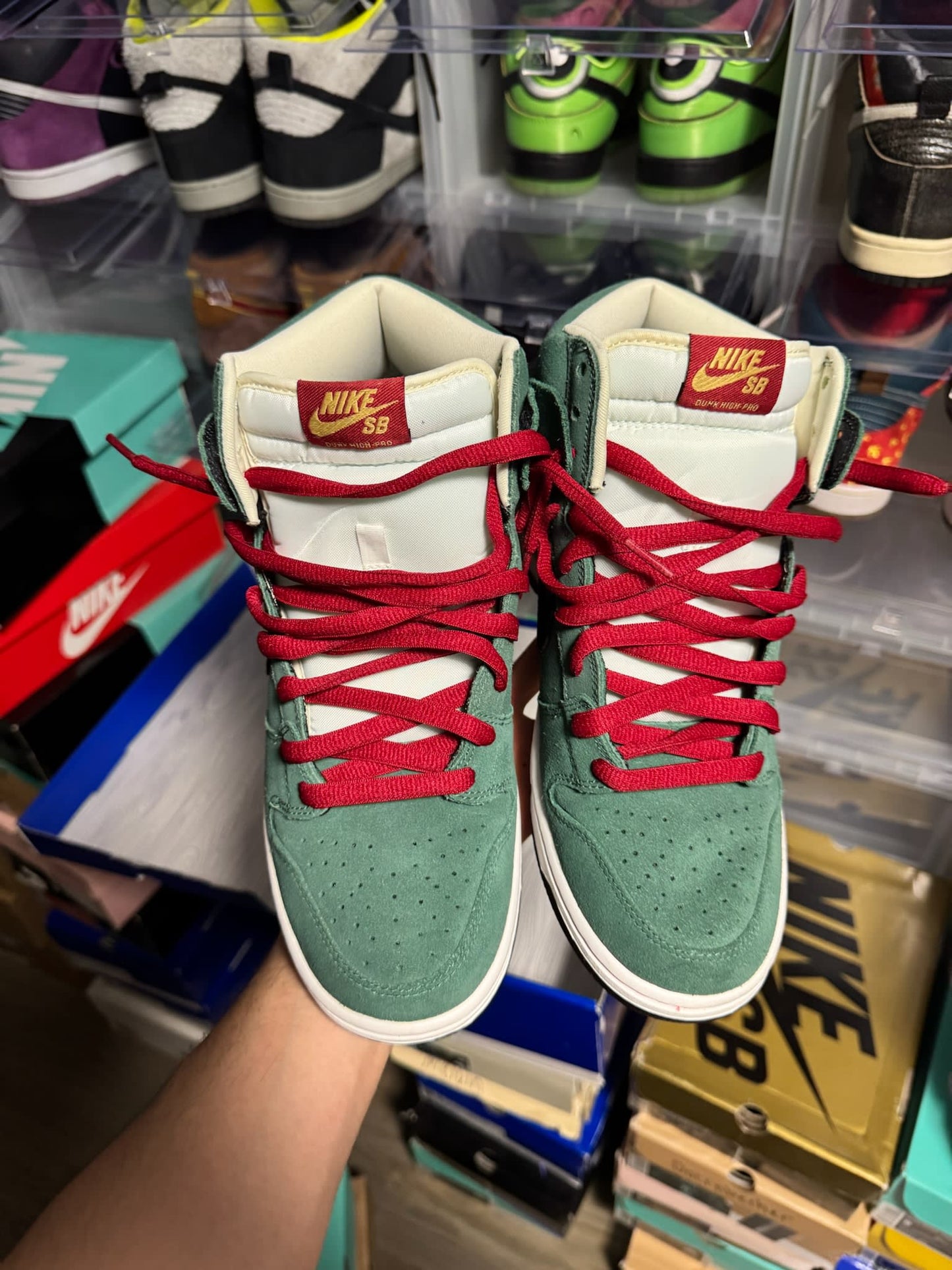 Size 9 Preowned Nike SB Dunk High Heineken