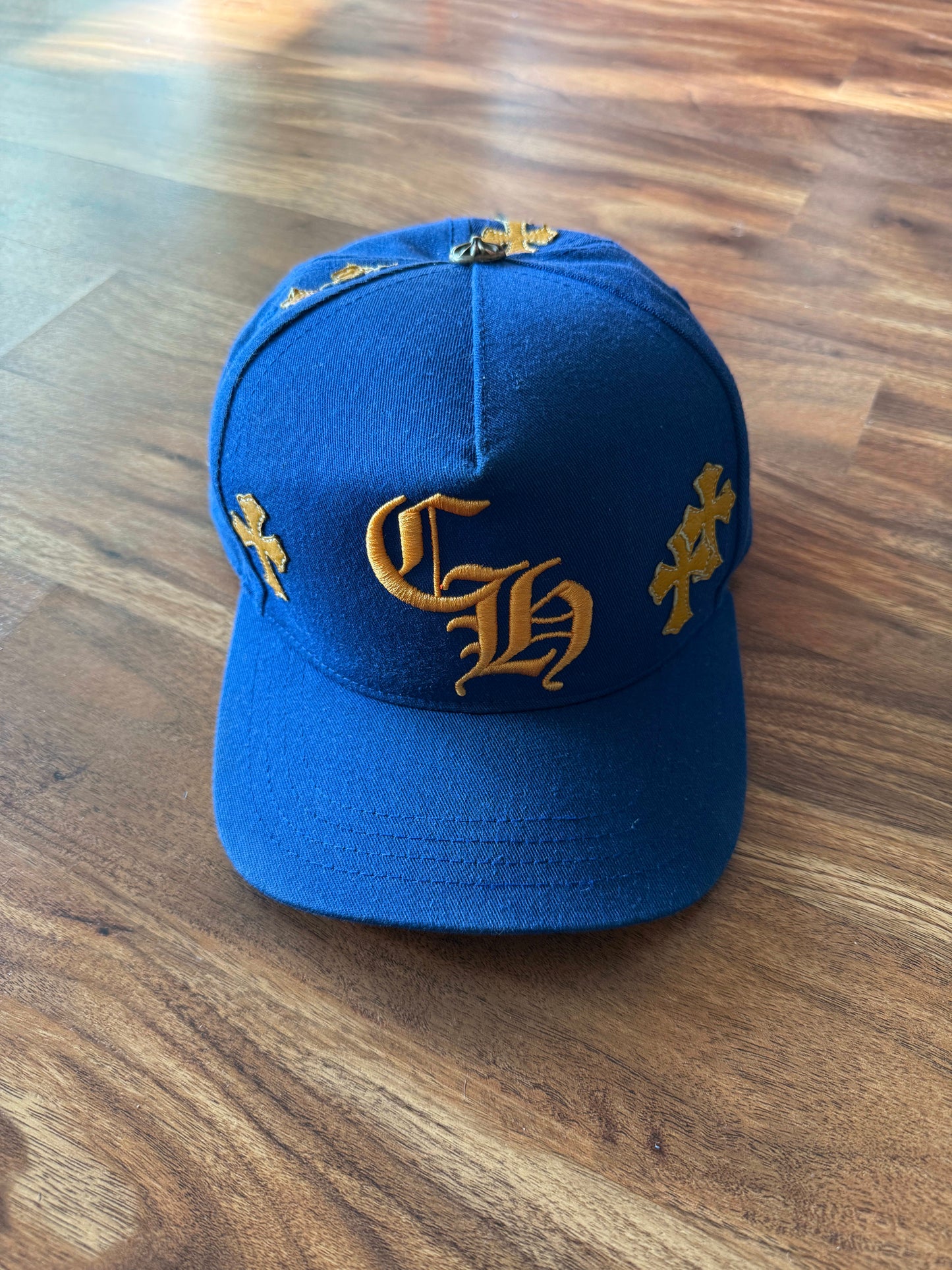HY3528 Chrome Hearts Cross Patch Cap Blue/Yellow