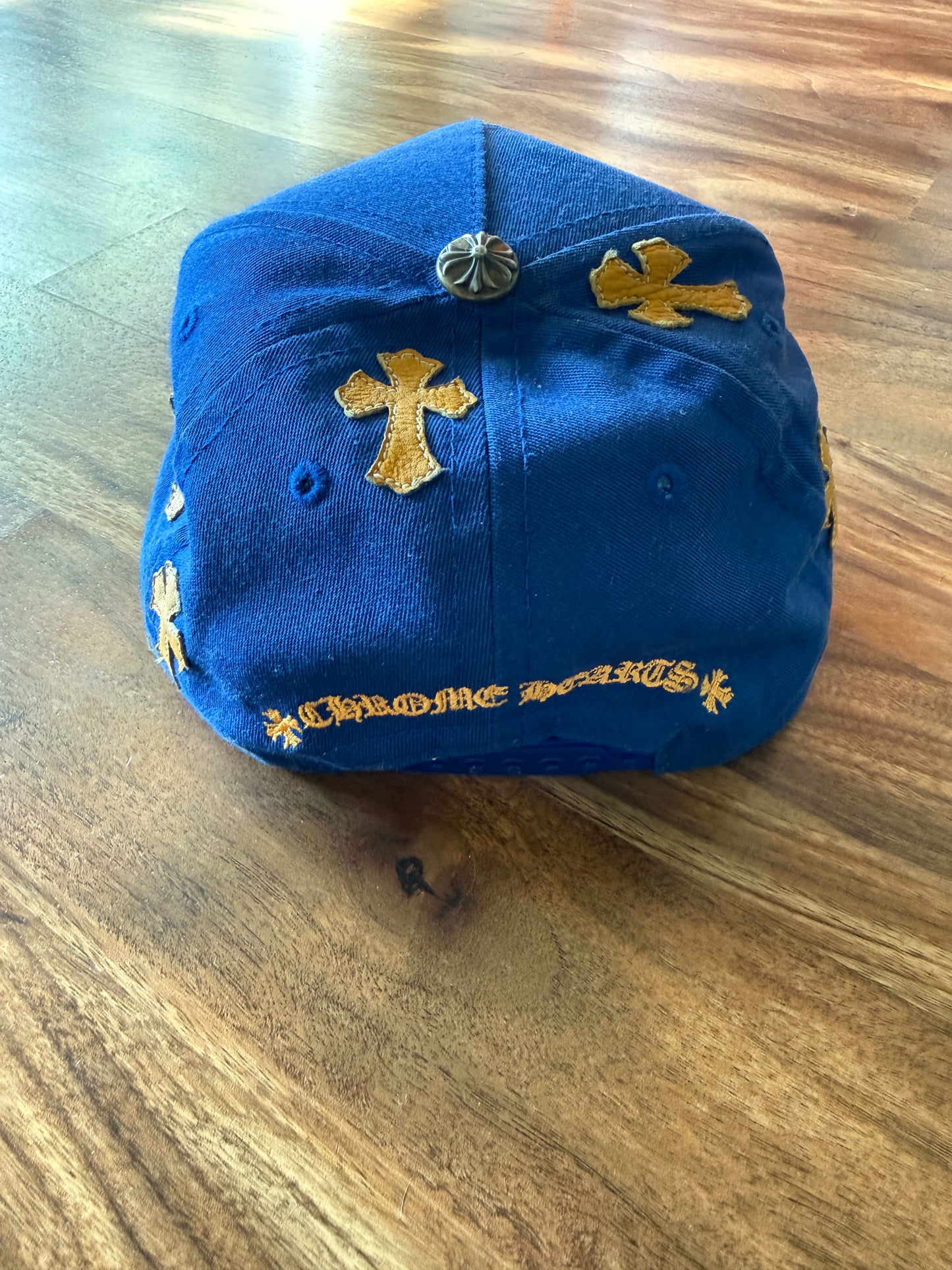 HY3528 Chrome Hearts Cross Patch Cap Blue/Yellow