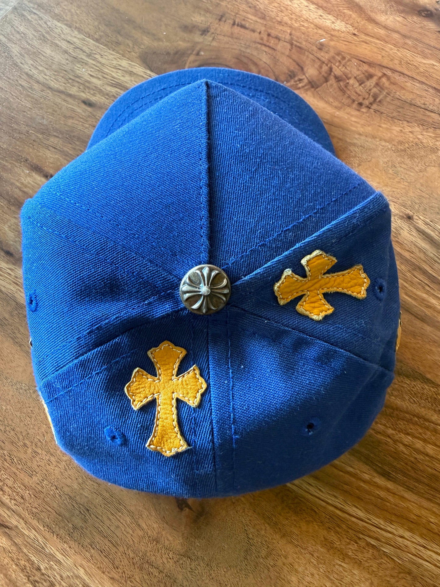 HY3528 Chrome Hearts Cross Patch Cap Blue/Yellow