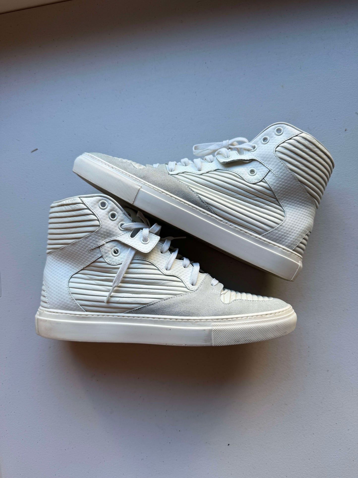 Balenciaga Cotes Pleated High-Top Sneakers