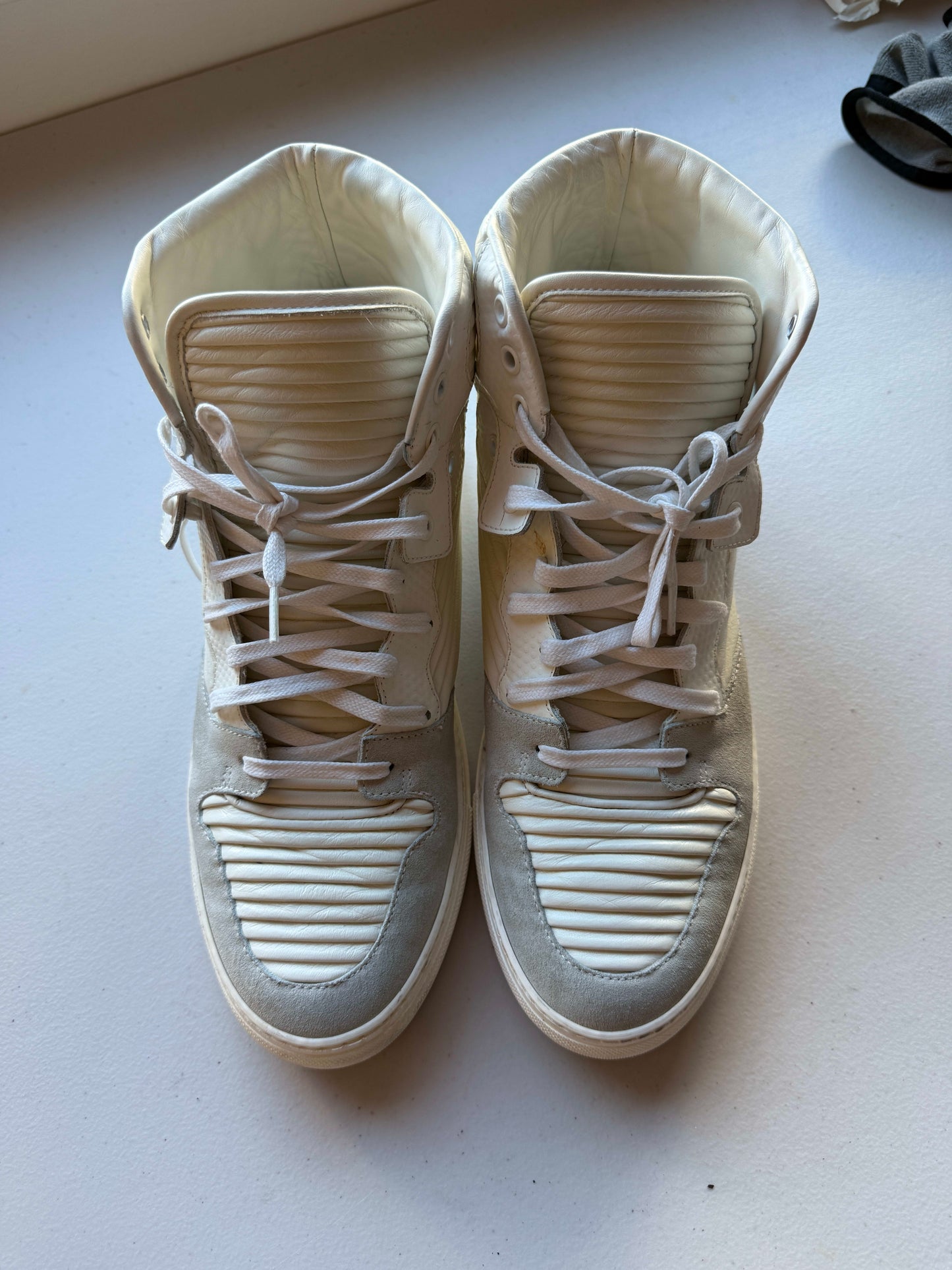 Balenciaga Cotes Pleated High-Top Sneakers