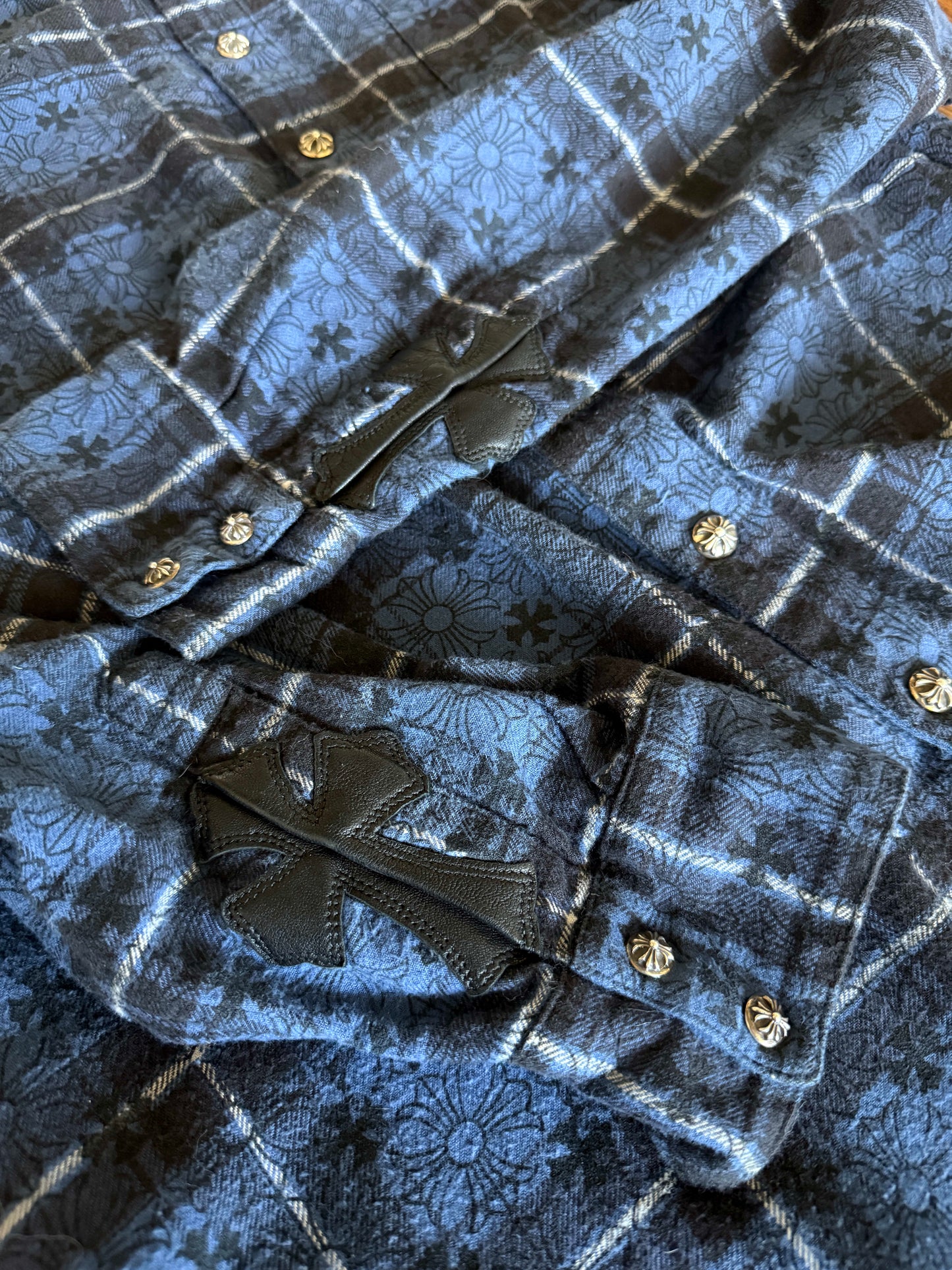 Chrome Hearts Loose Ends Cross Patch Flannel Shirt