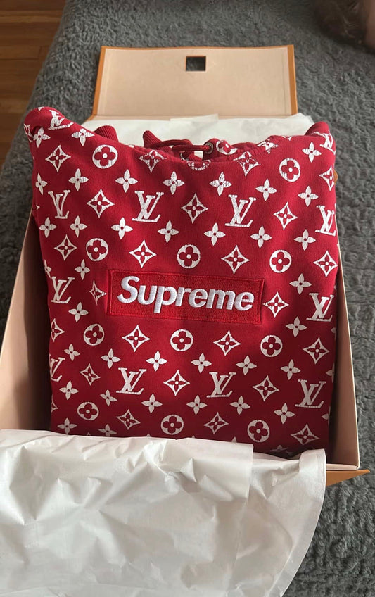Supreme x Louis Vuitton Box Logo Hoodie Red