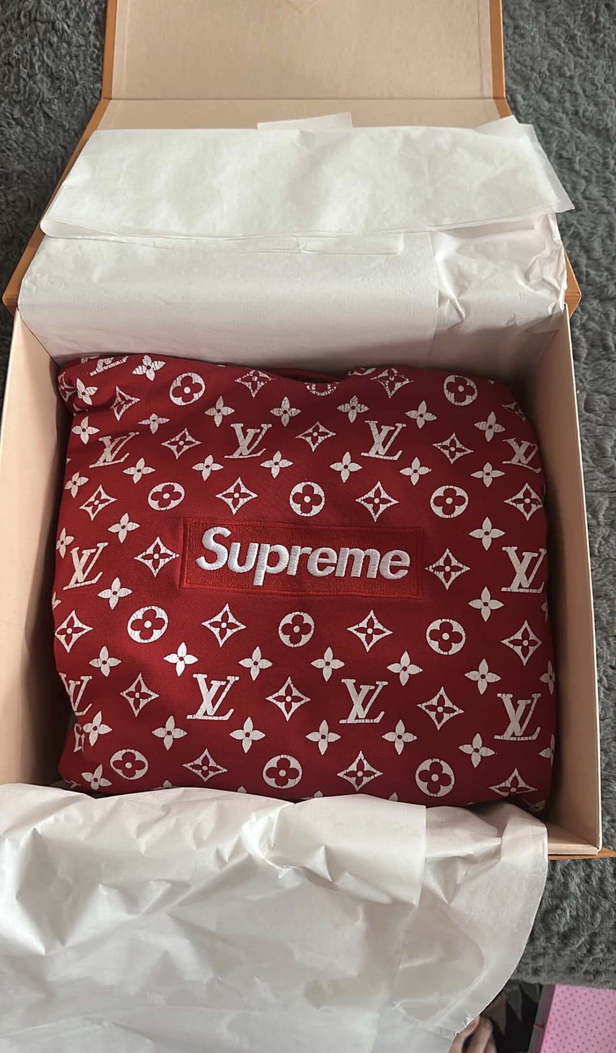 Supreme x Louis Vuitton Box Logo Hoodie Red