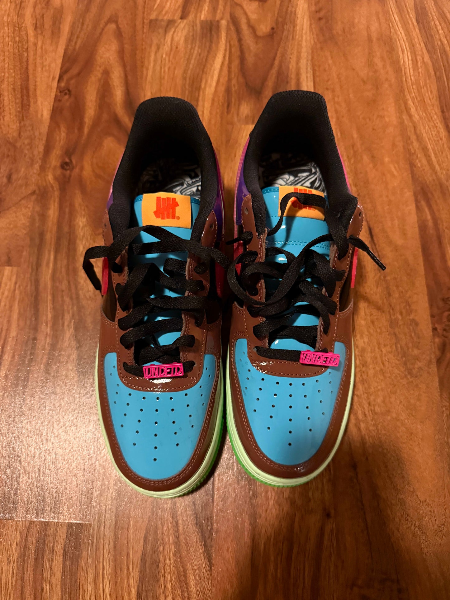 Size 8.5 Preowned Nike Air Force 1 Low SP Undefeated Multi-Patent Pink Prime